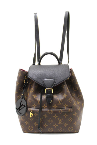 Authentic Louis Vuitton Classic Monogram with Black Leather Montsouris PM Backpack