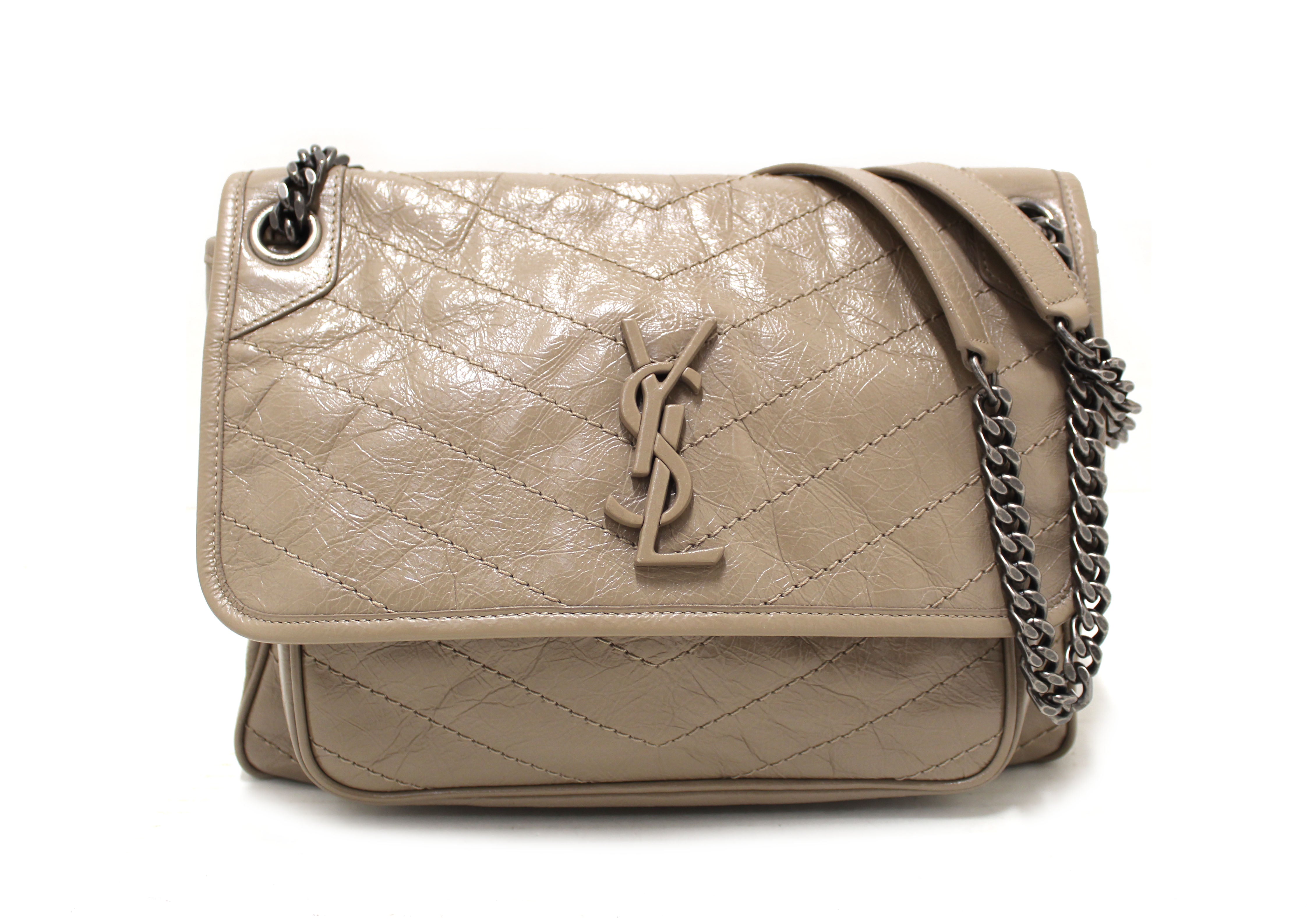 Auth Yves Saint Laurent Clutch Second Bag Pink Logo Gold YSL Leather Used
