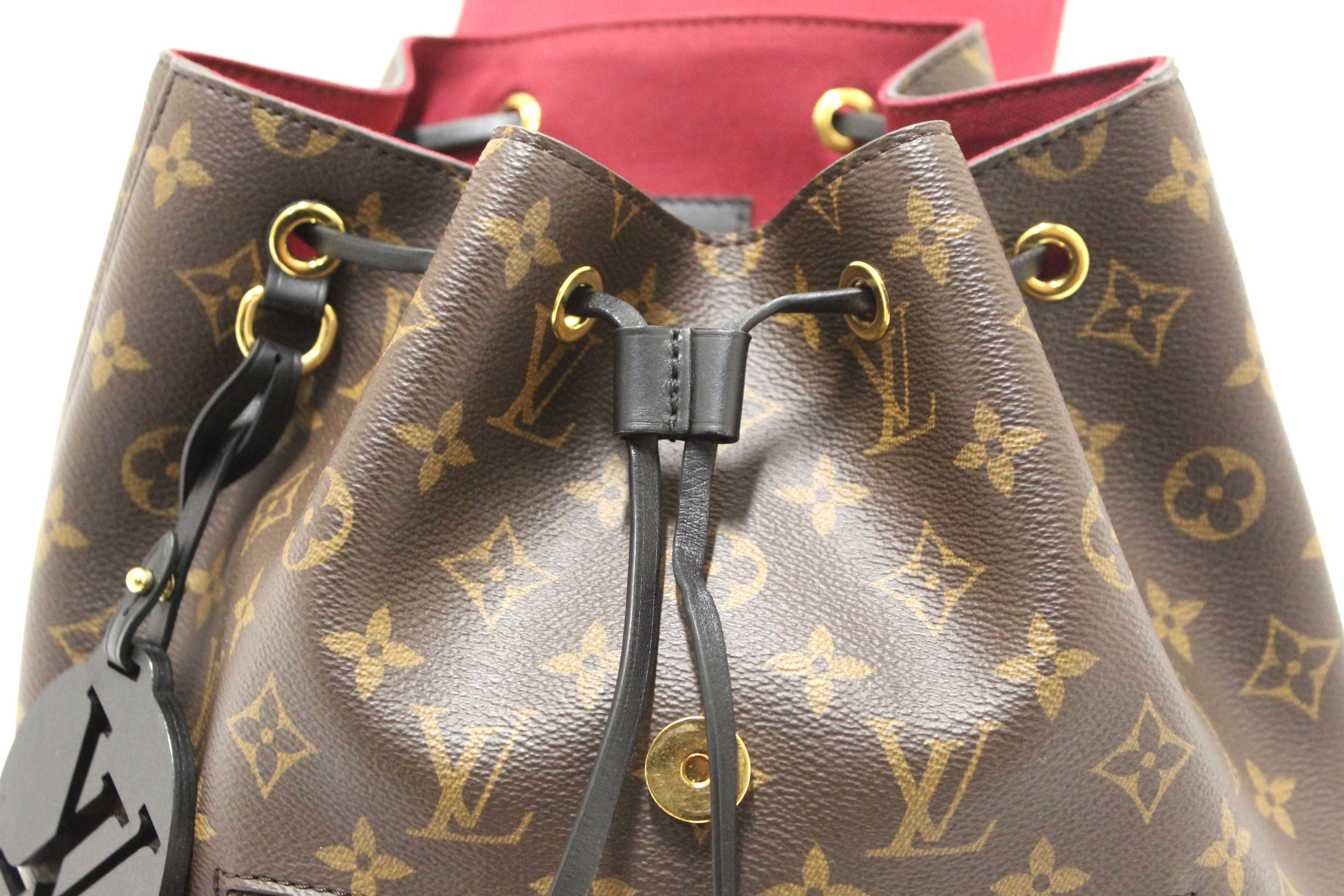 Authentic Louis Vuitton Classic Monogram with Black Leather Montsouris PM Backpack