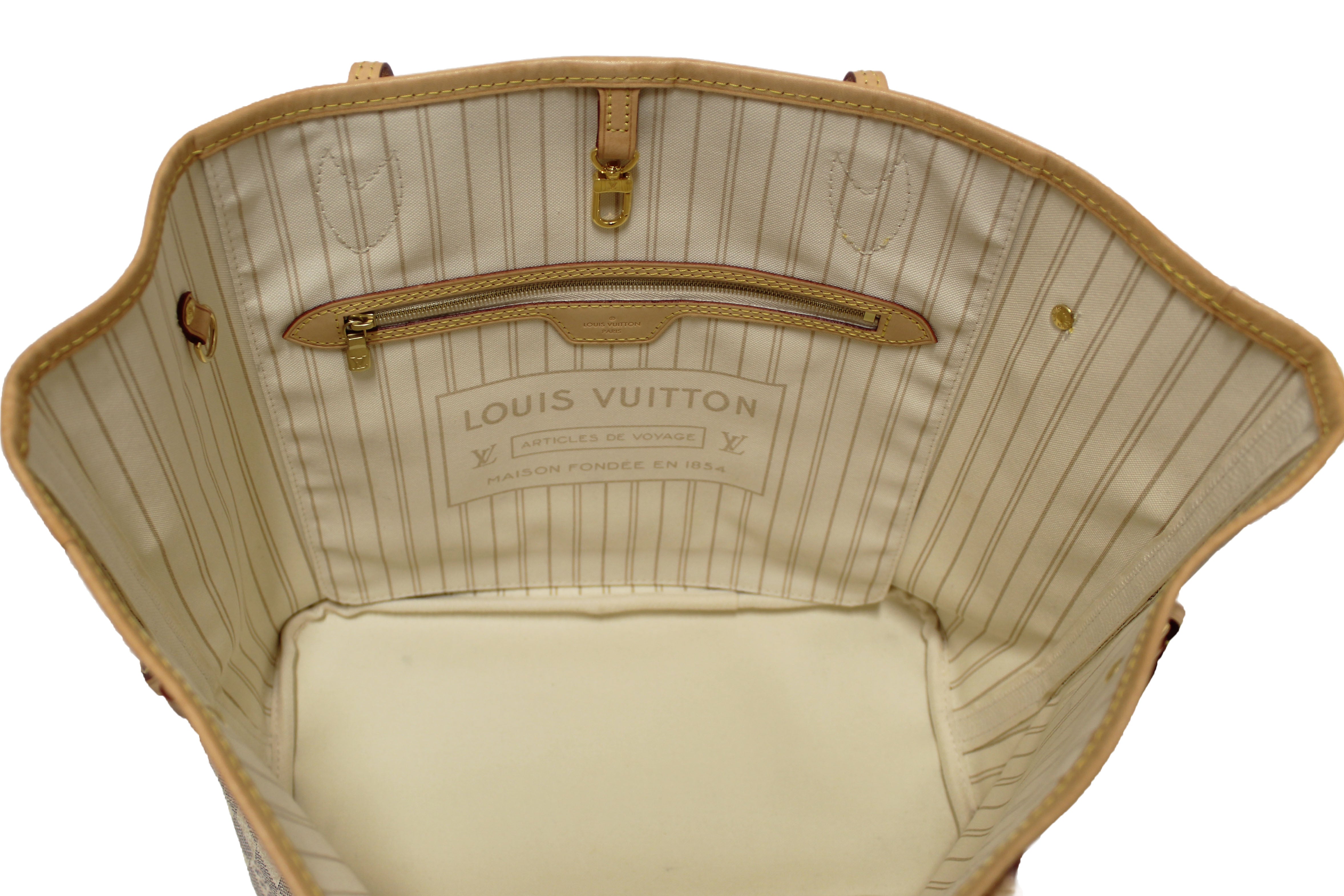 Authentic Louis Vuitton Damier Azur Neverfull MM Shoulder Tote Bag