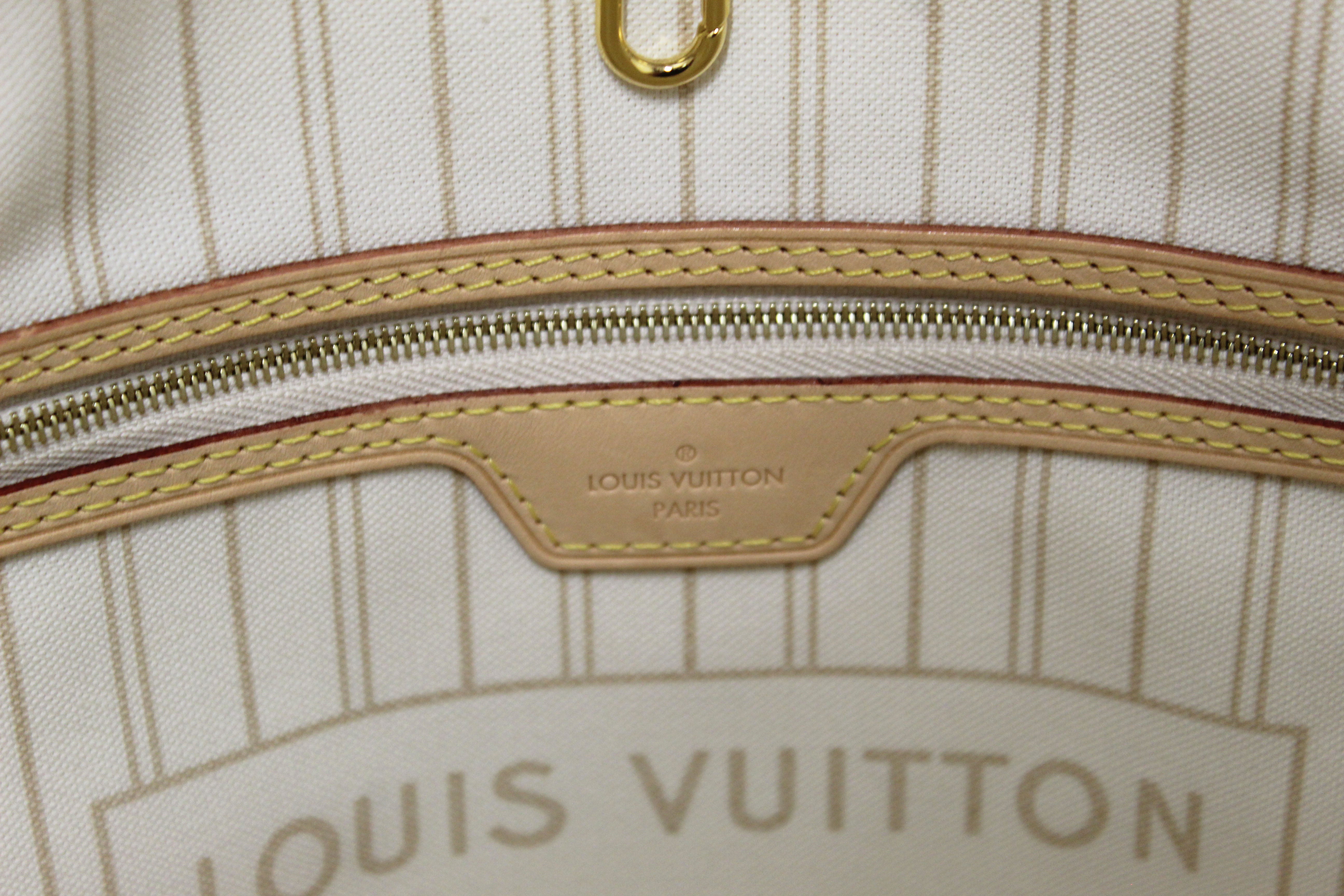 Authentic Louis Vuitton Damier Azur Neverfull MM Shoulder Tote Bag
