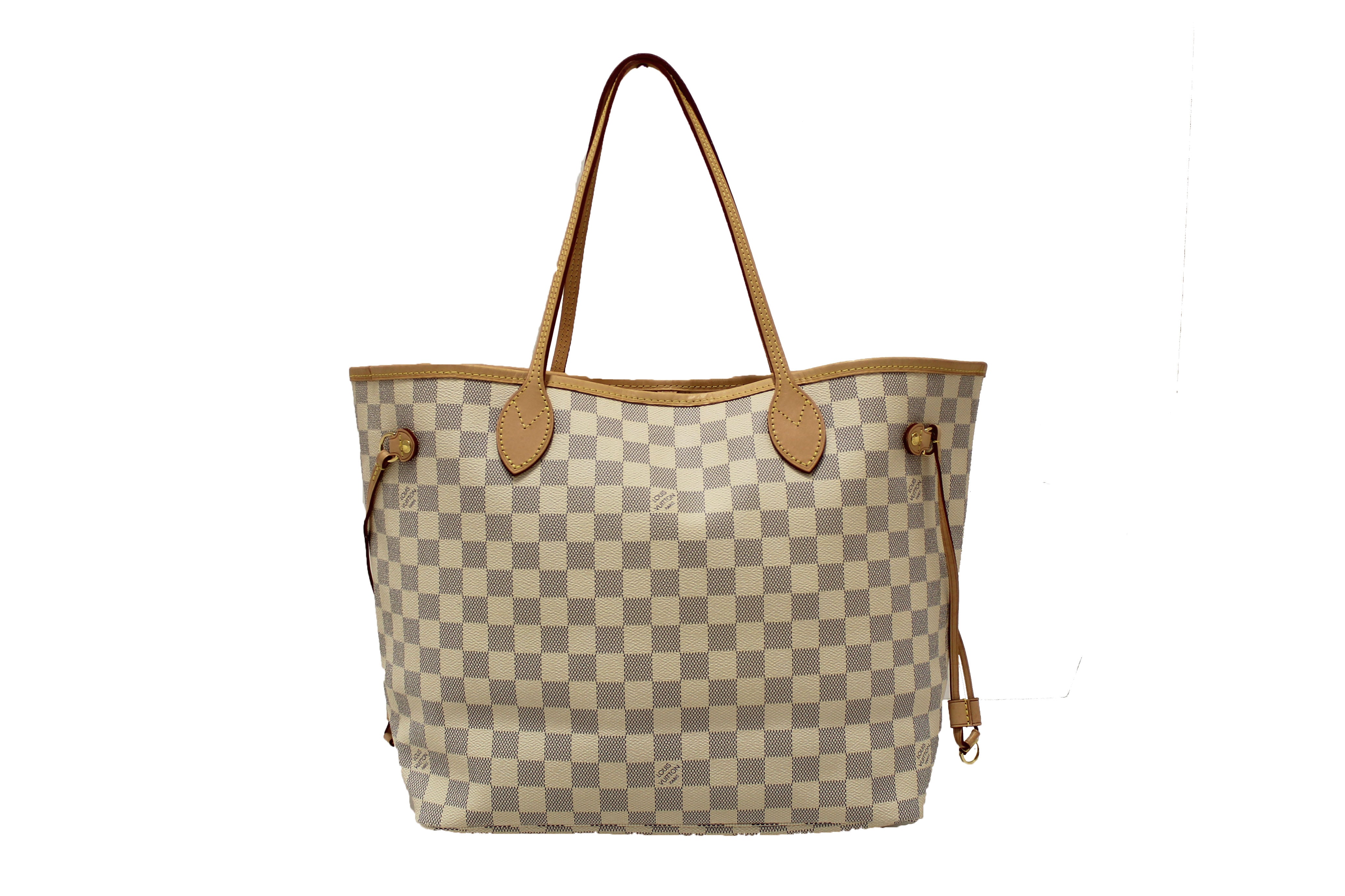 Authentic Louis Vuitton Damier Azur Neverfull MM Shoulder Tote Bag