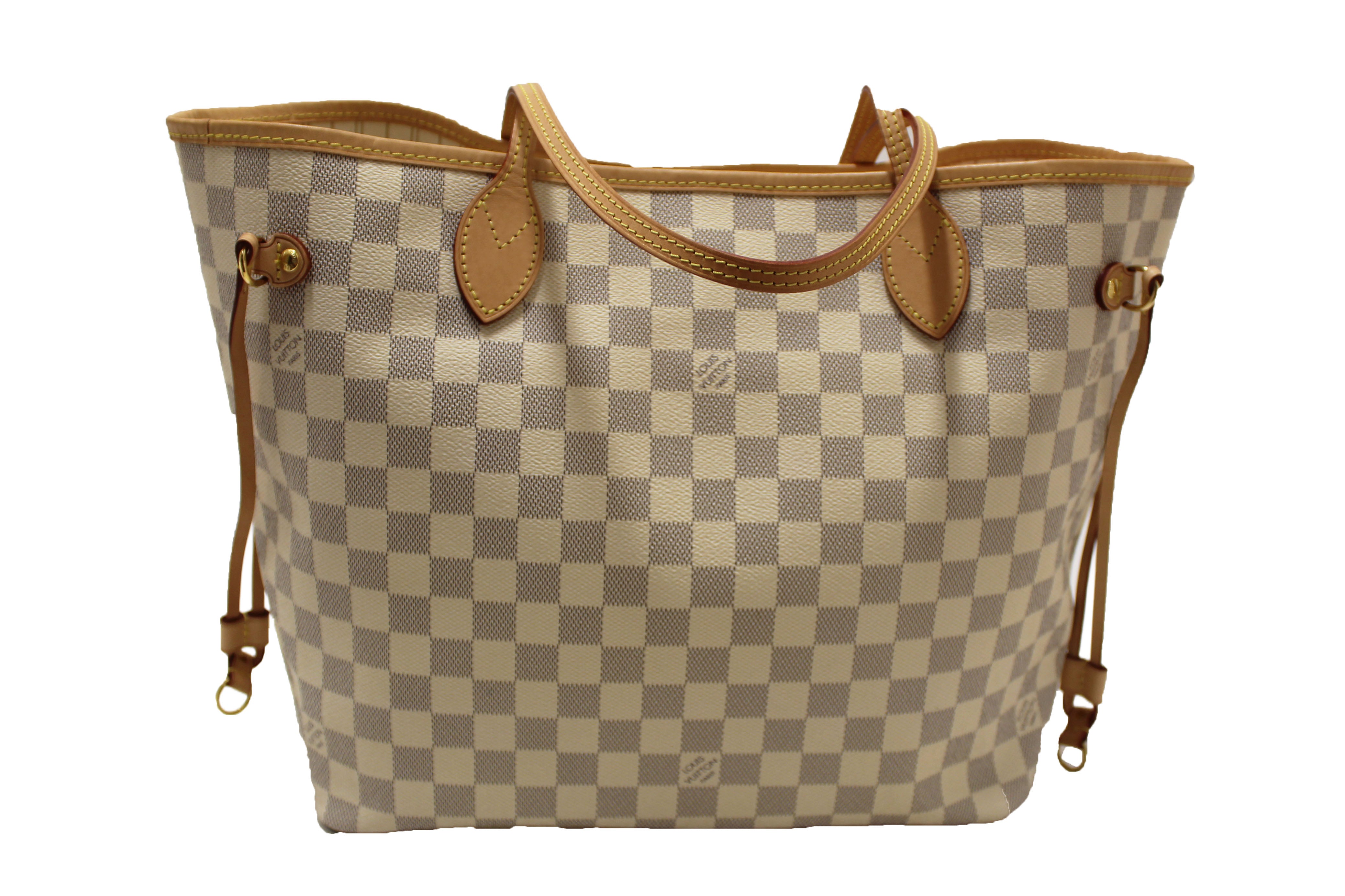 Authentic Louis Vuitton Damier Azur Neverfull MM Shoulder Tote Bag