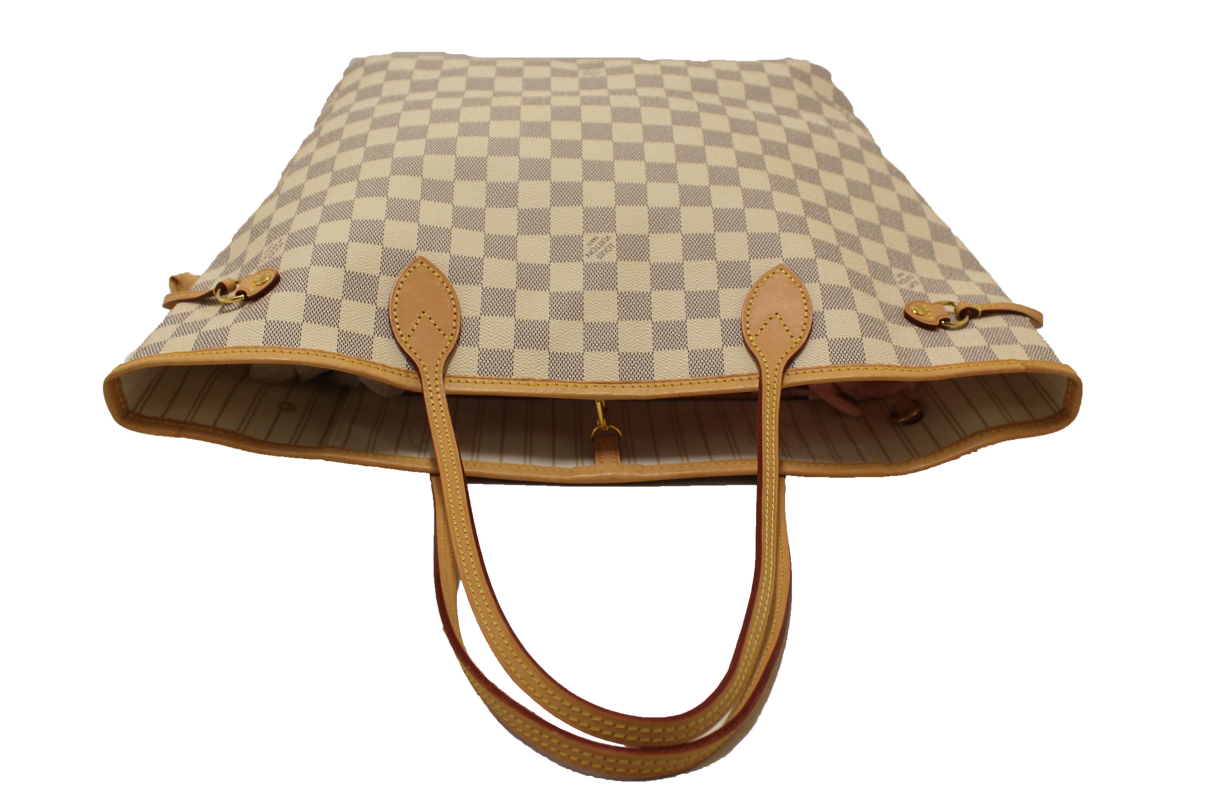 Authentic Louis Vuitton Damier Azur Neverfull MM Shoulder Tote Bag
