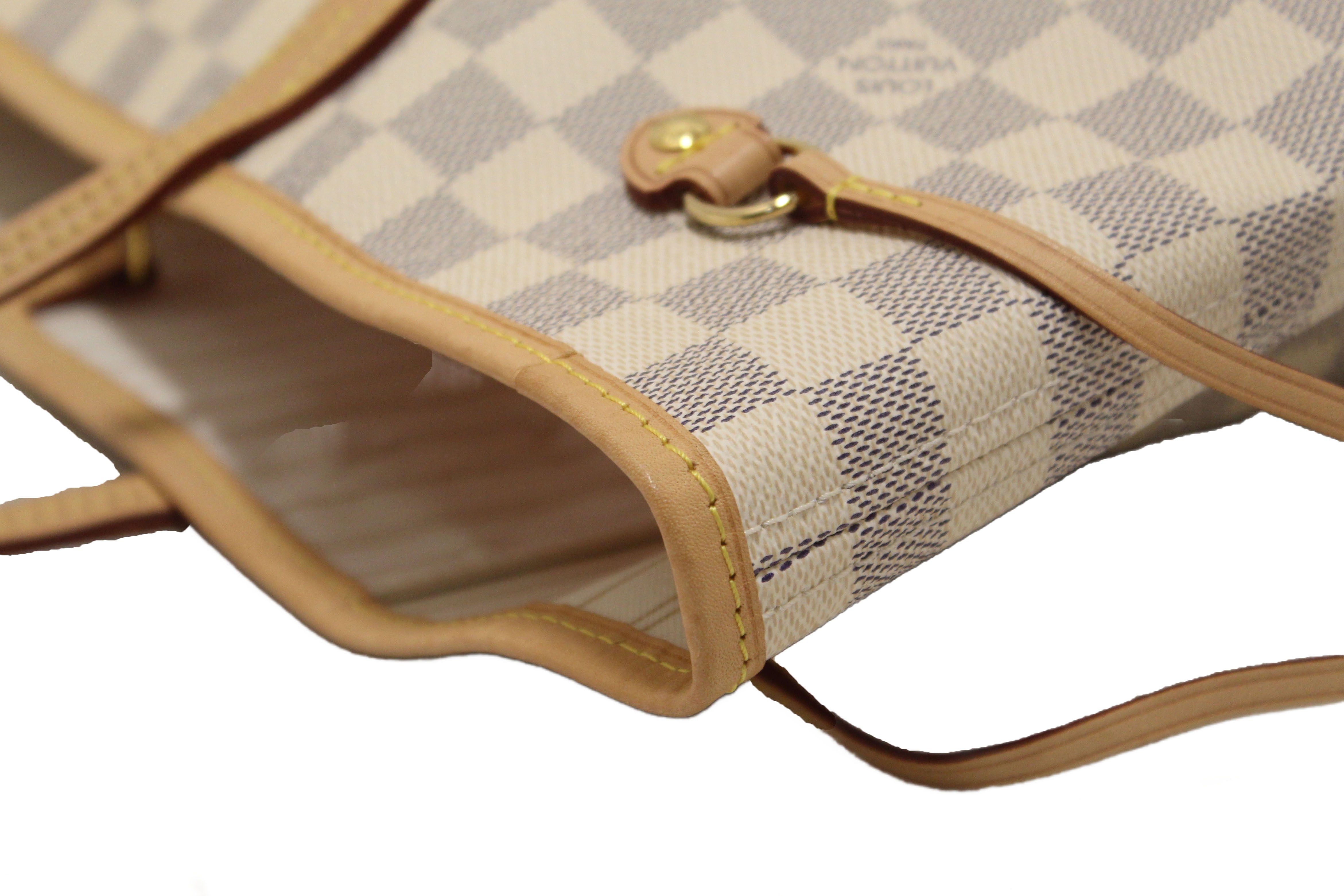 Authentic Louis Vuitton Damier Azur Neverfull MM Shoulder Tote Bag