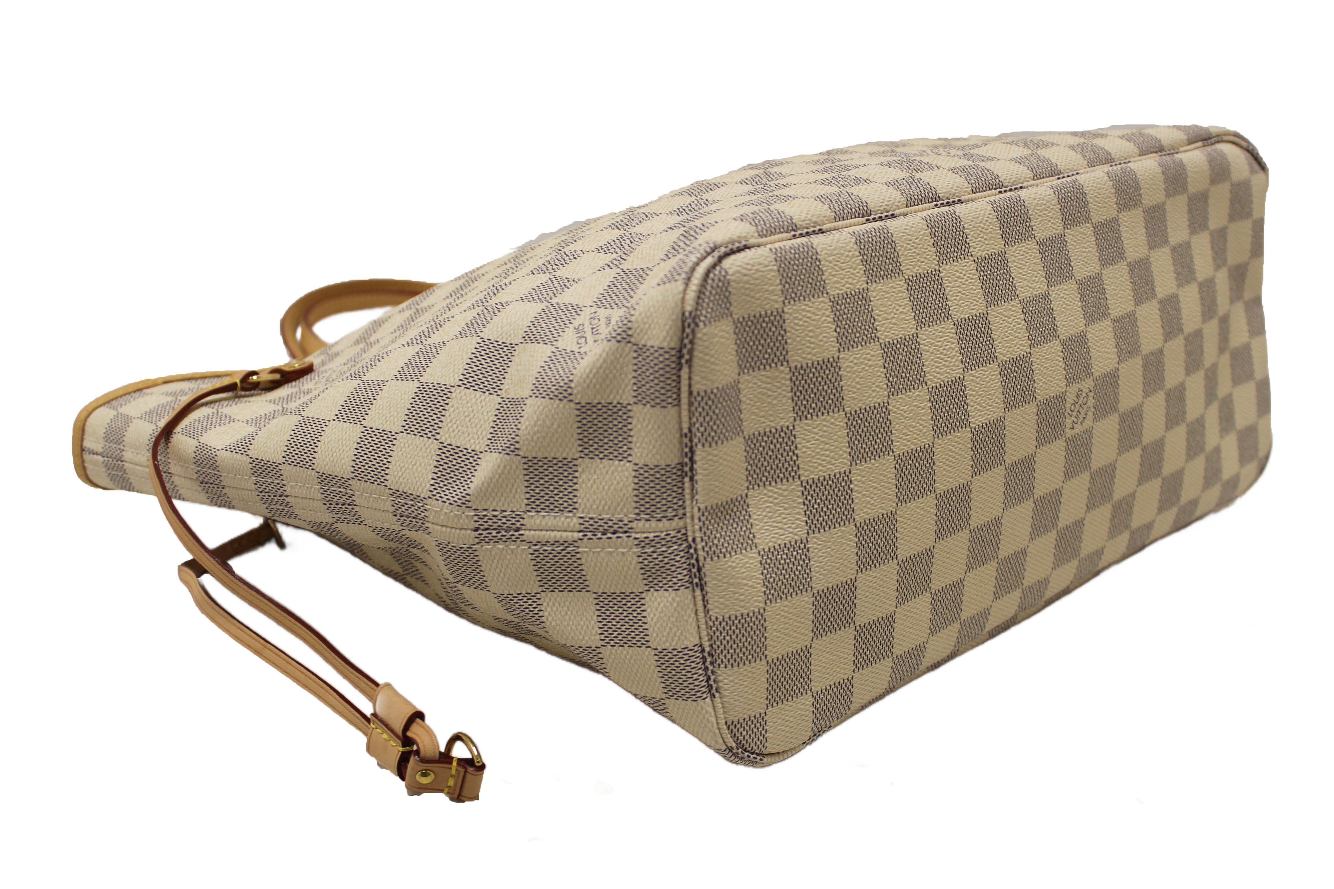 Authentic Louis Vuitton Damier Azur Neverfull MM Shoulder Tote Bag