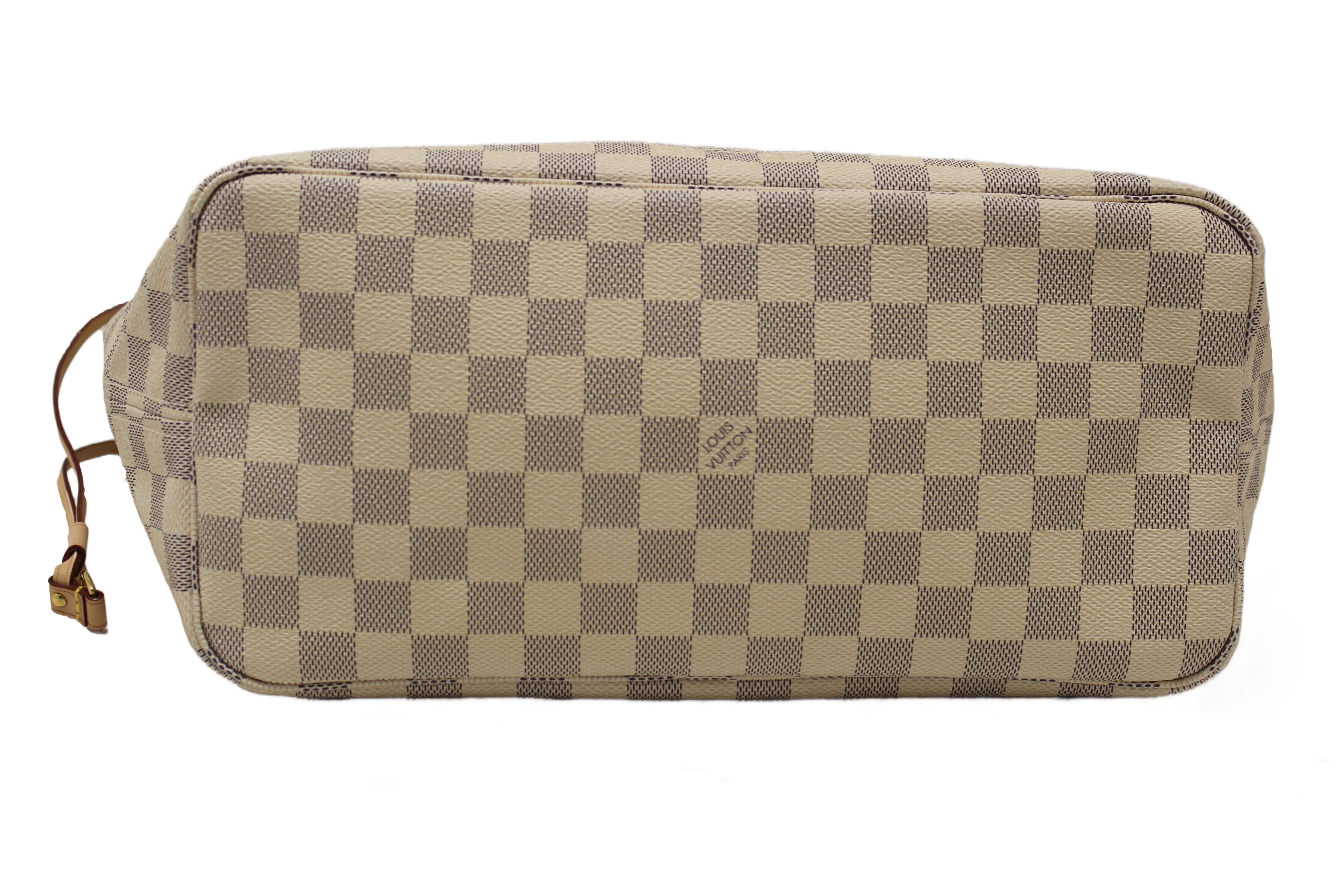 Authentic Louis Vuitton Damier Azur Neverfull MM Shoulder Tote Bag