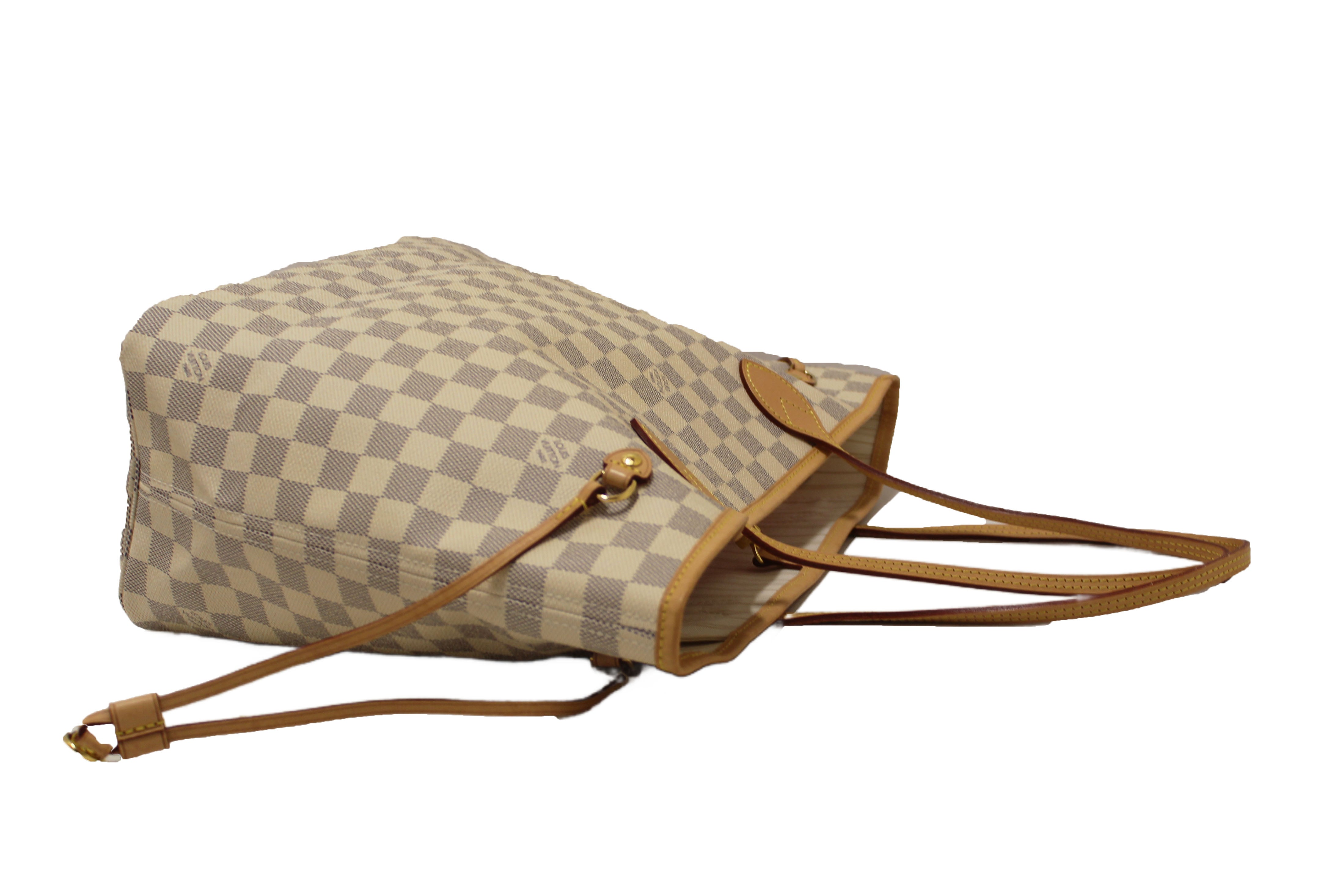 Authentic Louis Vuitton Damier Azur Neverfull MM Shoulder Tote Bag