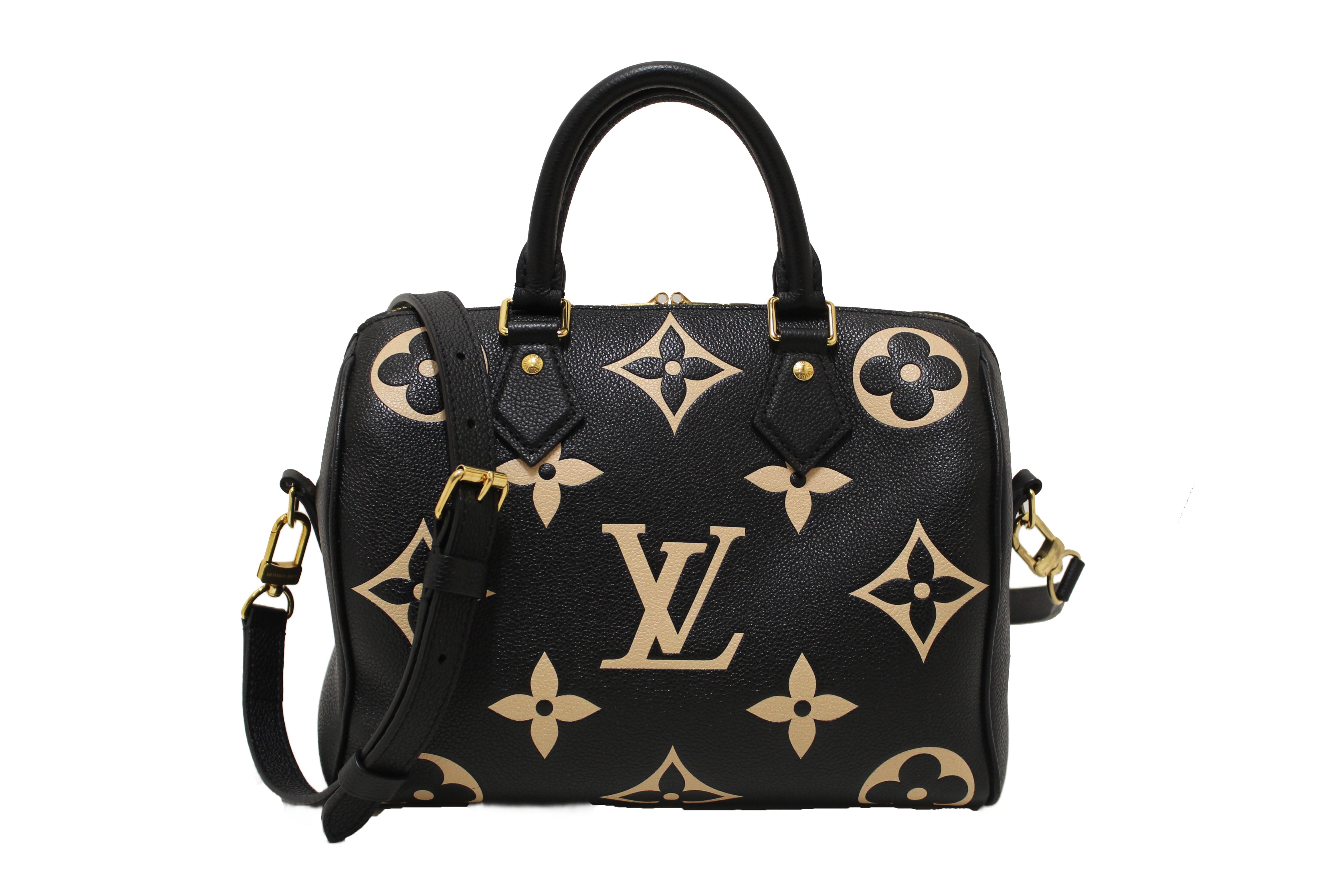Authentic Louis Vuitton Bicolor Monogram Empreinte Leather Speedy 25 Bandouliere Crossbody Bag