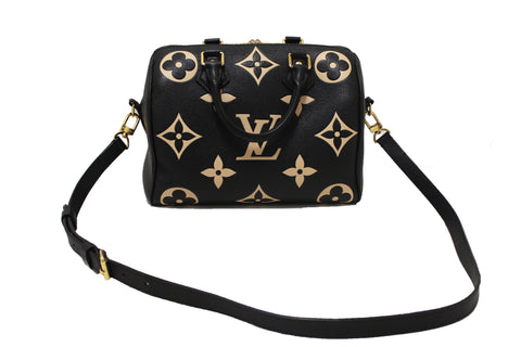 Authentic Louis Vuitton Bicolor Monogram Empreinte Leather Speedy 25 Bandouliere Crossbody Bag