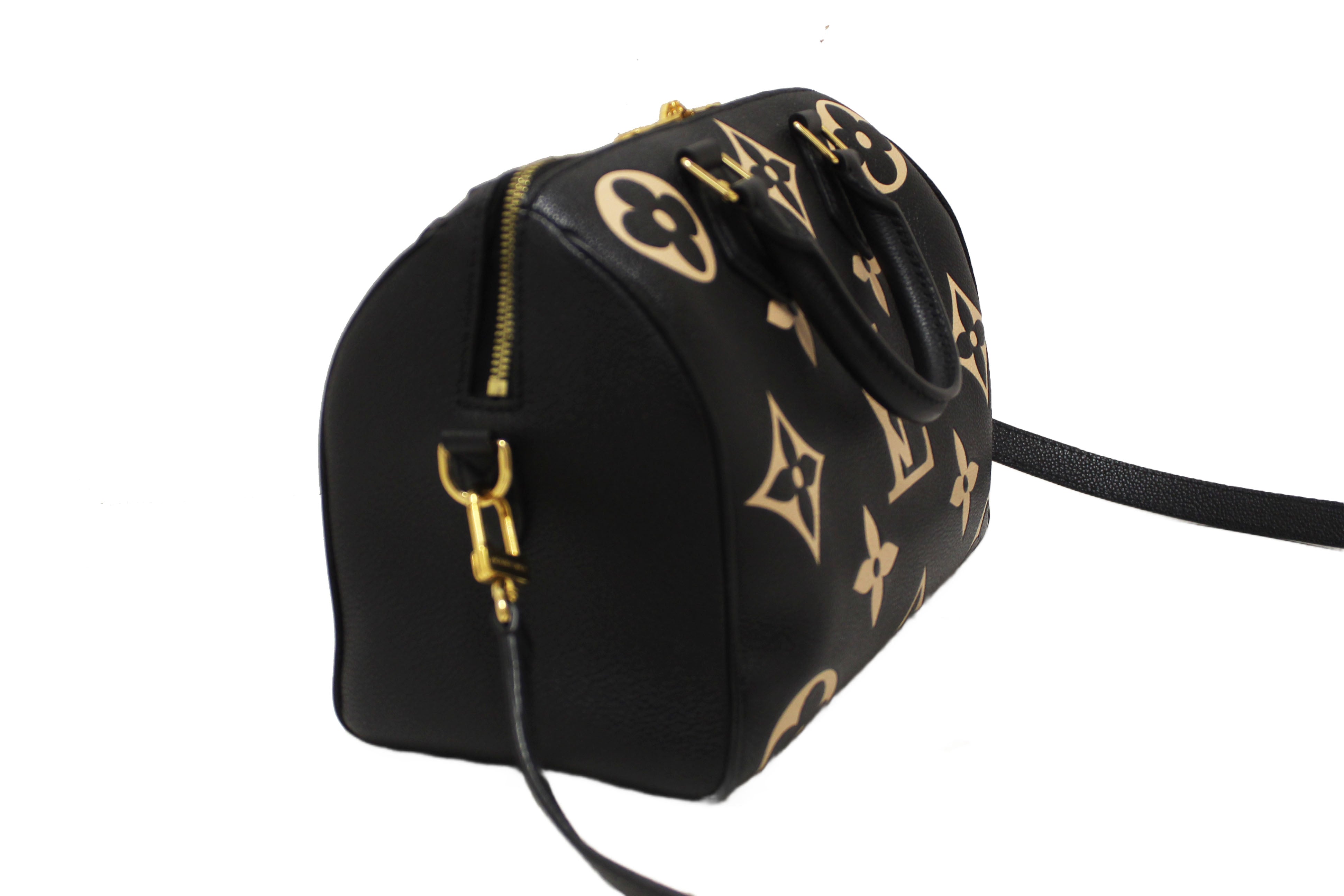 Authentic Louis Vuitton Bicolor Monogram Empreinte Leather Speedy 25 Bandouliere Crossbody Bag