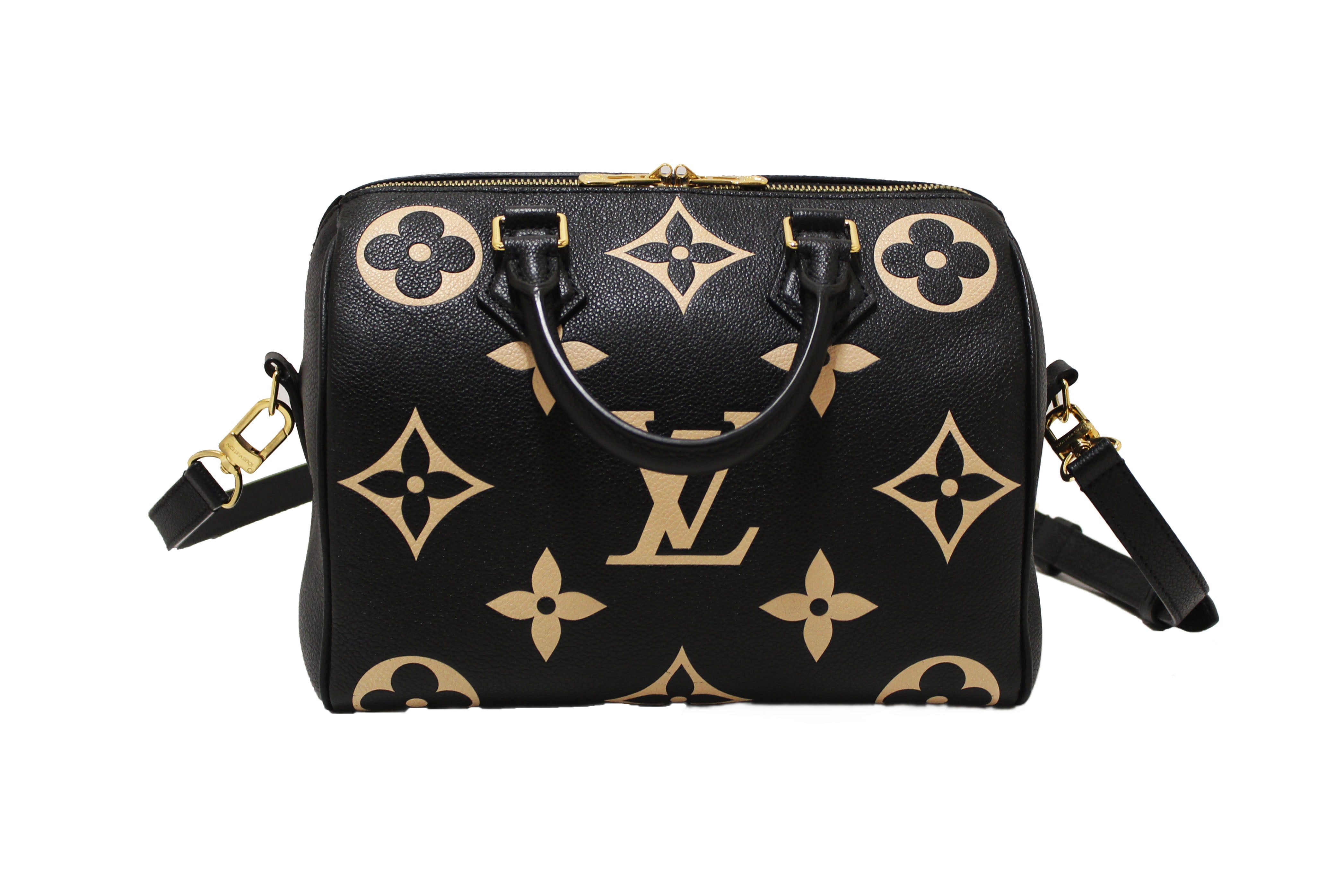 Authentic Louis Vuitton Bicolor Monogram Empreinte Leather Speedy 25 Bandouliere Crossbody Bag