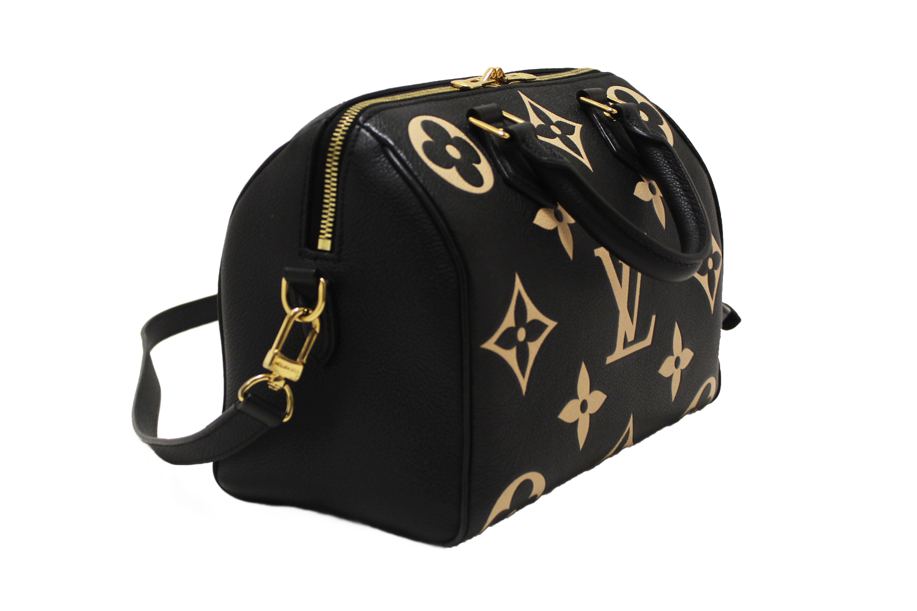 Authentic Louis Vuitton Bicolor Monogram Empreinte Leather Speedy 25 Bandouliere Crossbody Bag
