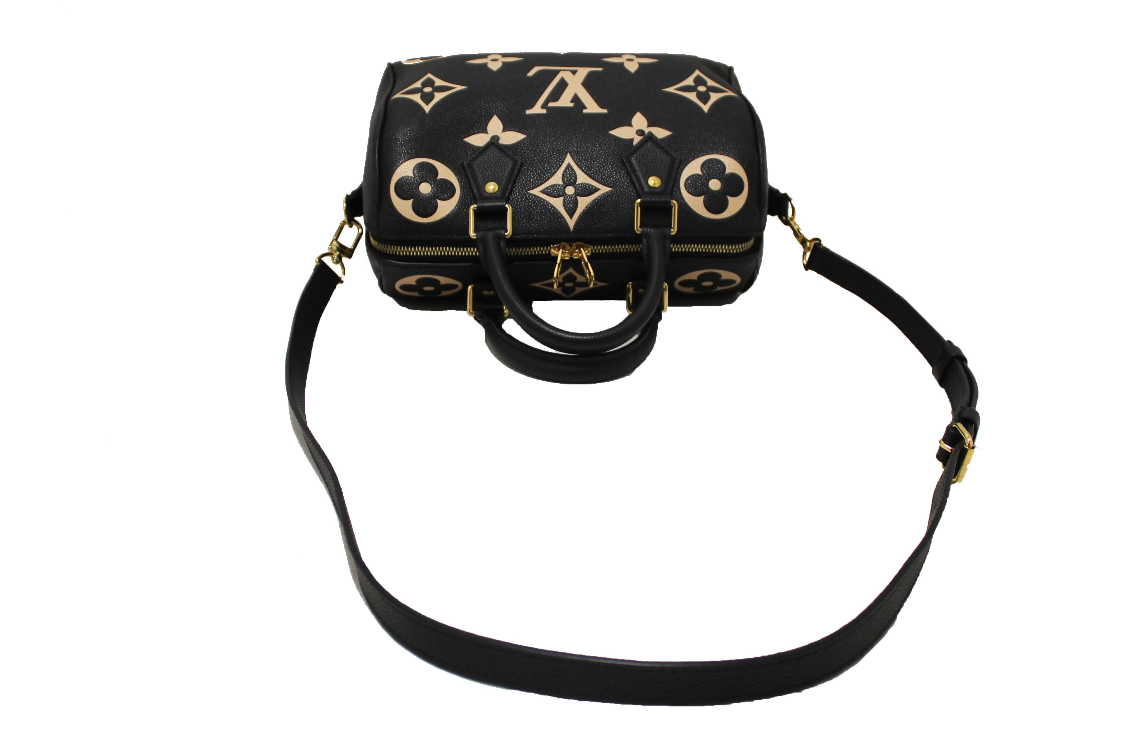 Authentic Louis Vuitton Bicolor Monogram Empreinte Leather Speedy 25 Bandouliere Crossbody Bag