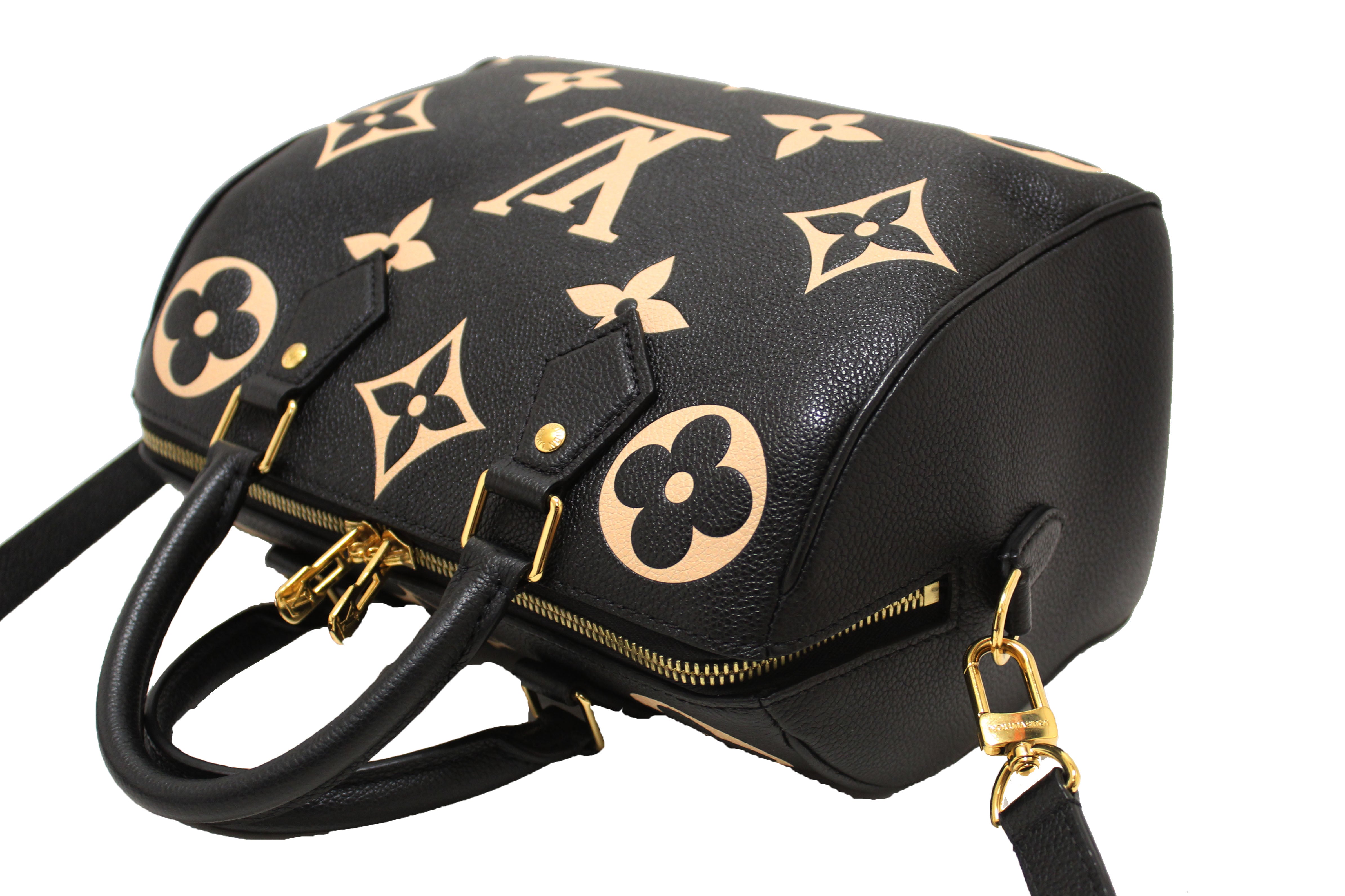 Authentic Louis Vuitton Bicolor Monogram Empreinte Leather Speedy 25 Bandouliere Crossbody Bag