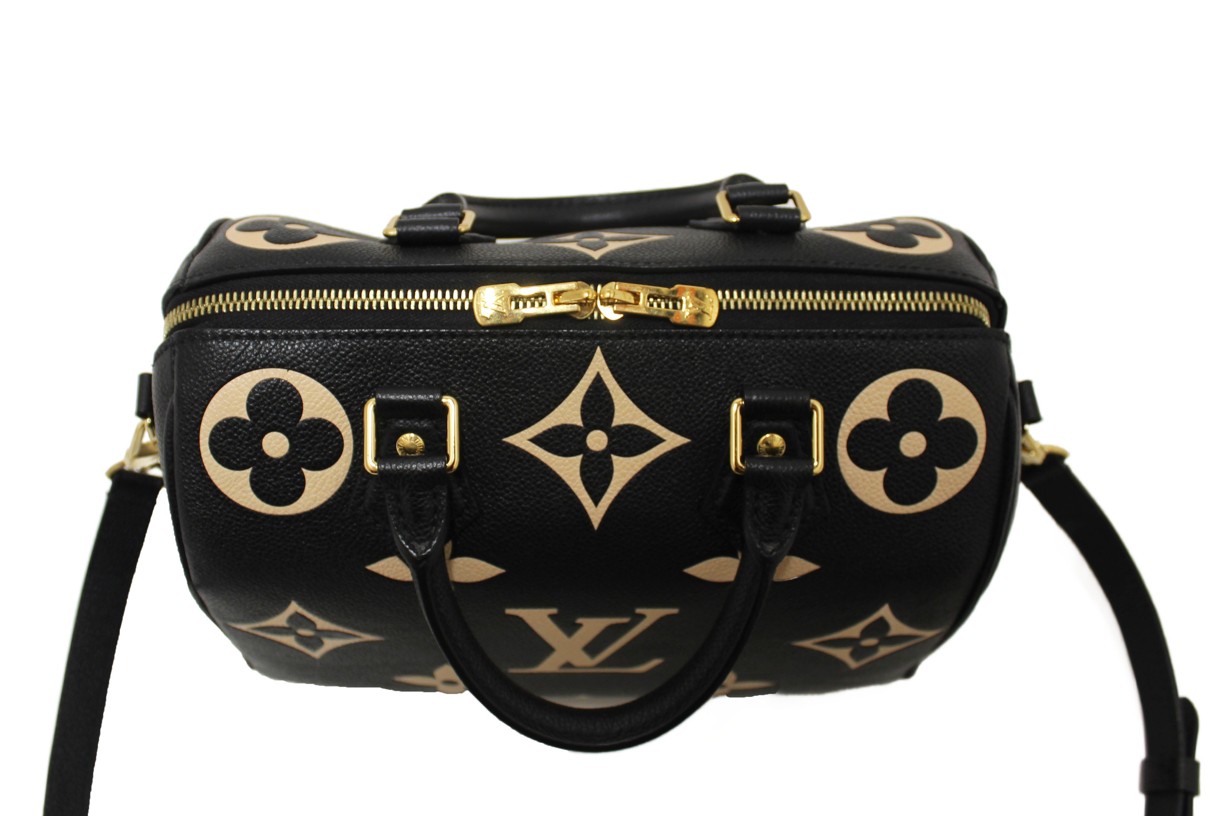 Authentic Louis Vuitton Bicolor Monogram Empreinte Leather Speedy 25 Bandouliere Crossbody Bag