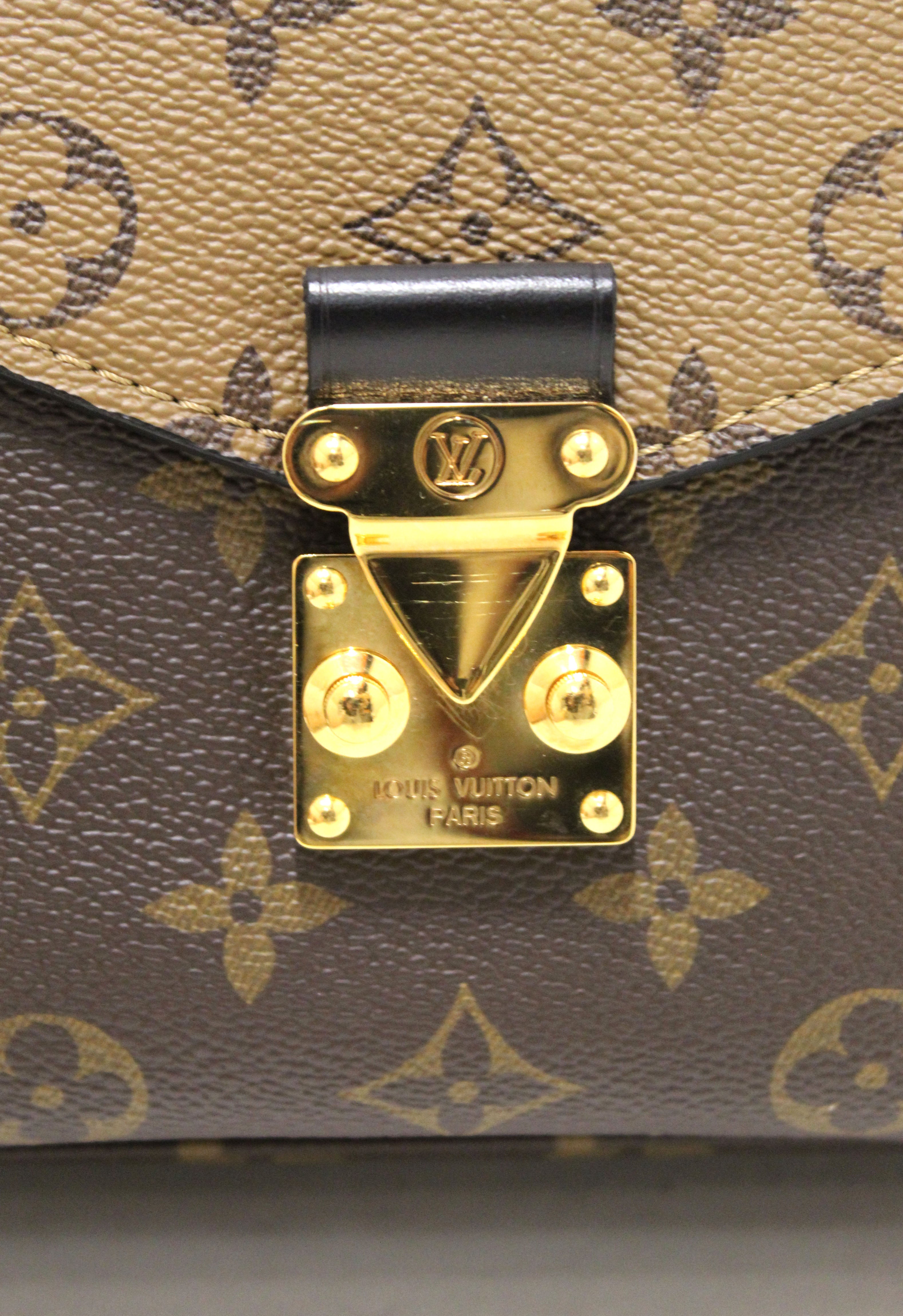 Authentic Louis Vuitton Classic Monogram Reverse Canvas Pochette Metis Bag