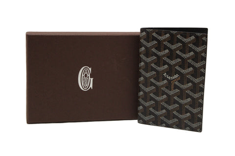 Authentic Goyard Black Goyardine Coated Canvas Passport Cover