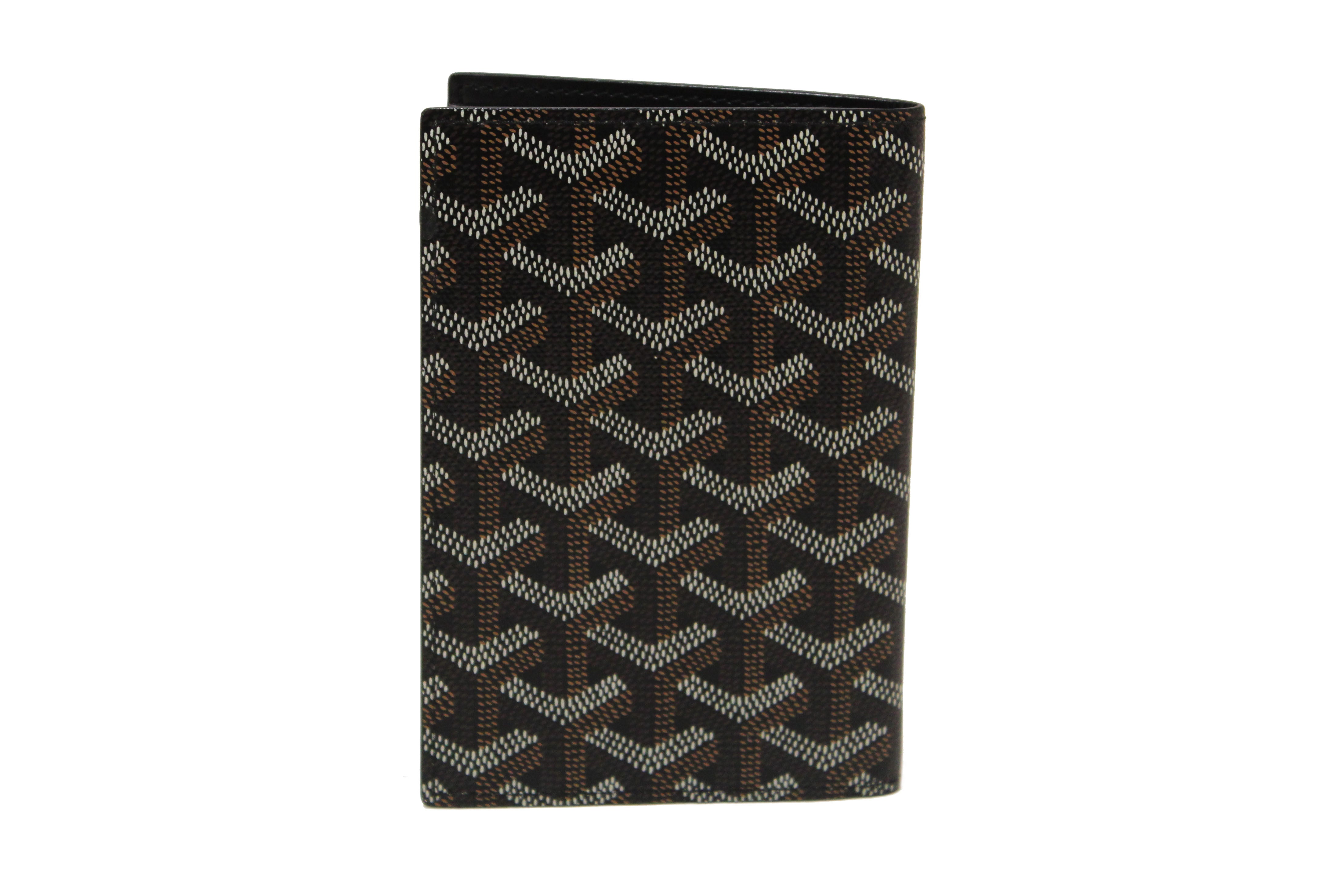 Authentic Goyard Black Goyardine Coated Canvas Passport Cover