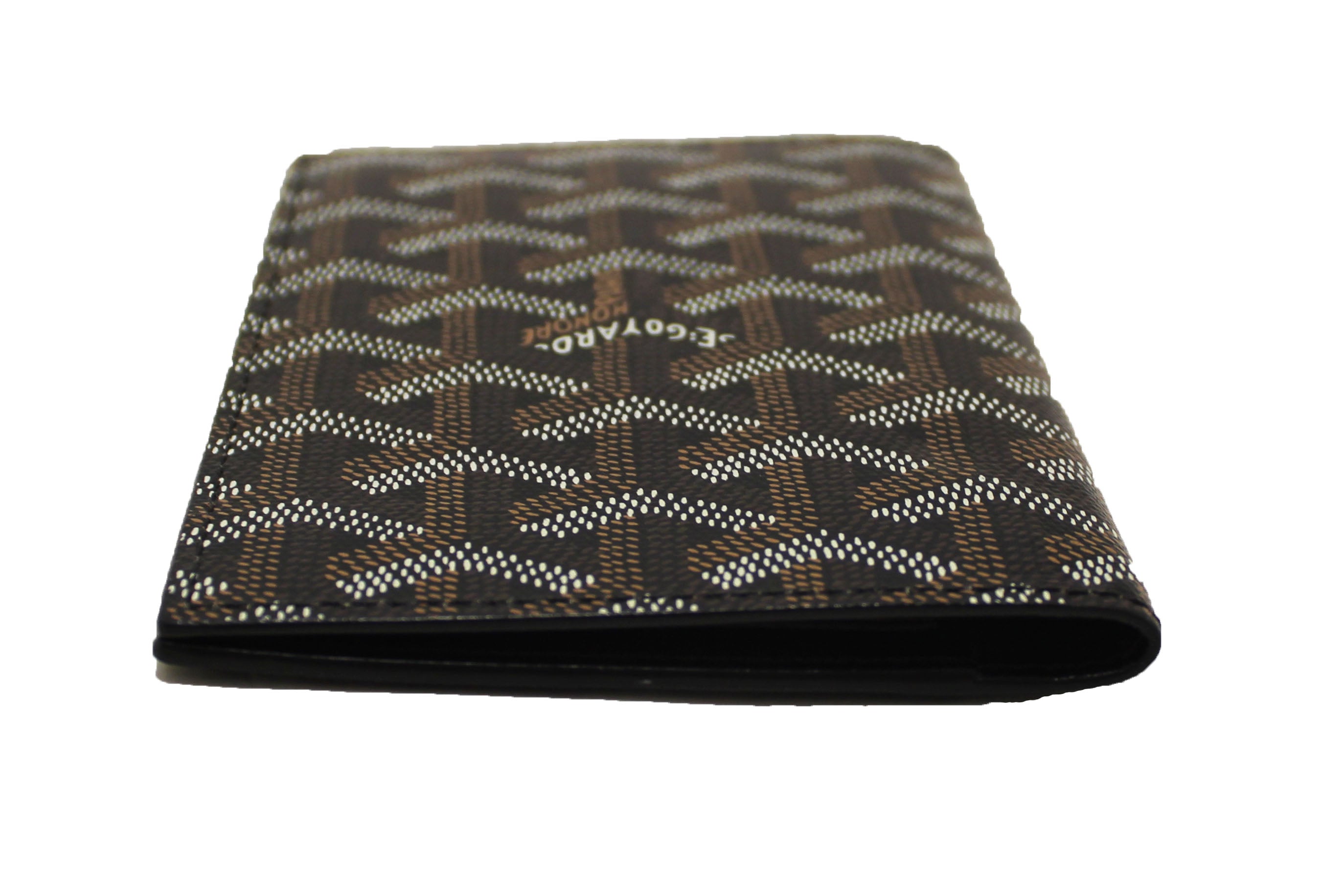 Authentic Goyard Black Goyardine Coated Canvas Passport Cover