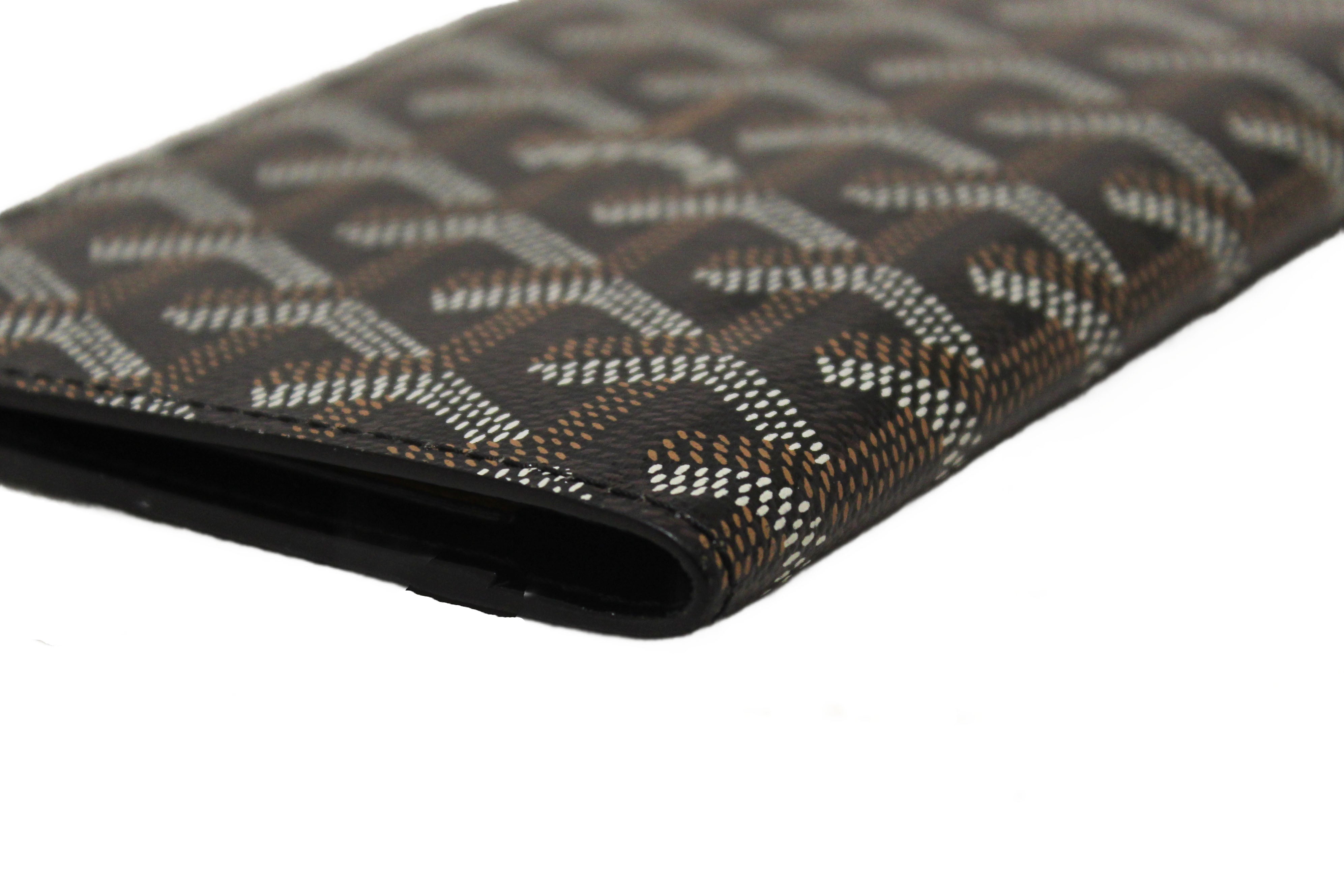 Authentic Goyard Black Goyardine Coated Canvas Passport Cover