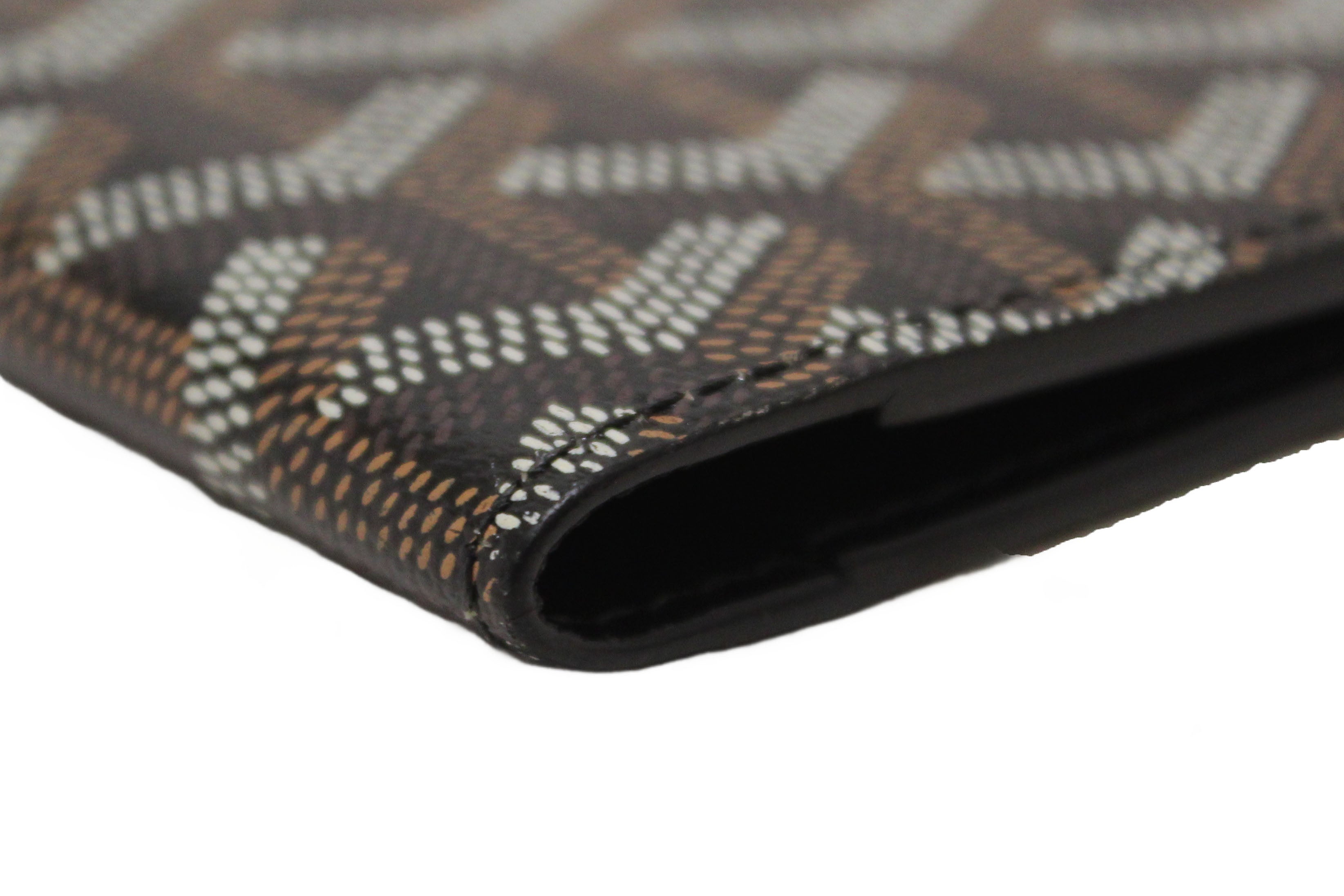 Authentic Goyard Black Goyardine Coated Canvas Passport Cover