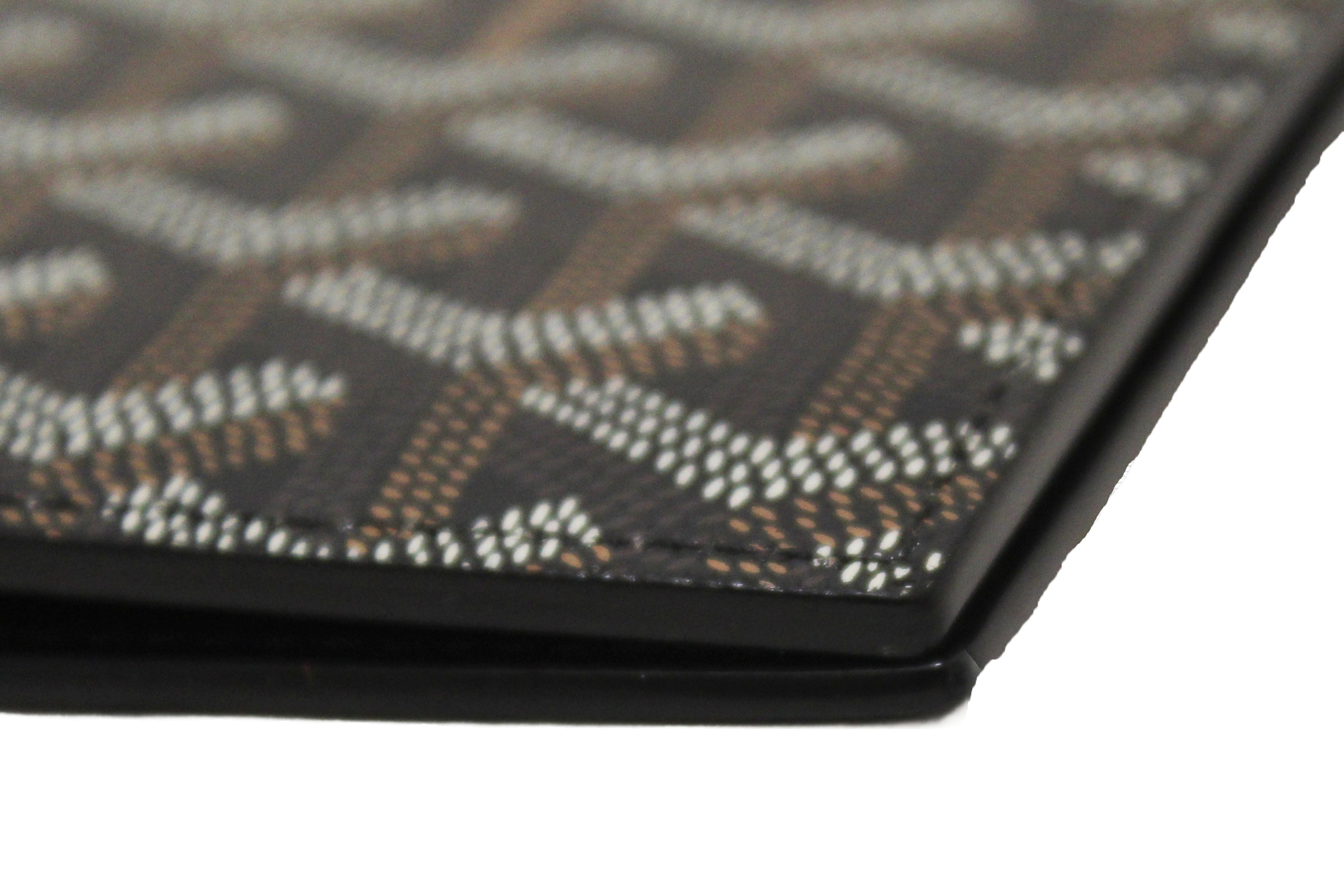 Authentic Goyard Black Goyardine Coated Canvas Passport Cover