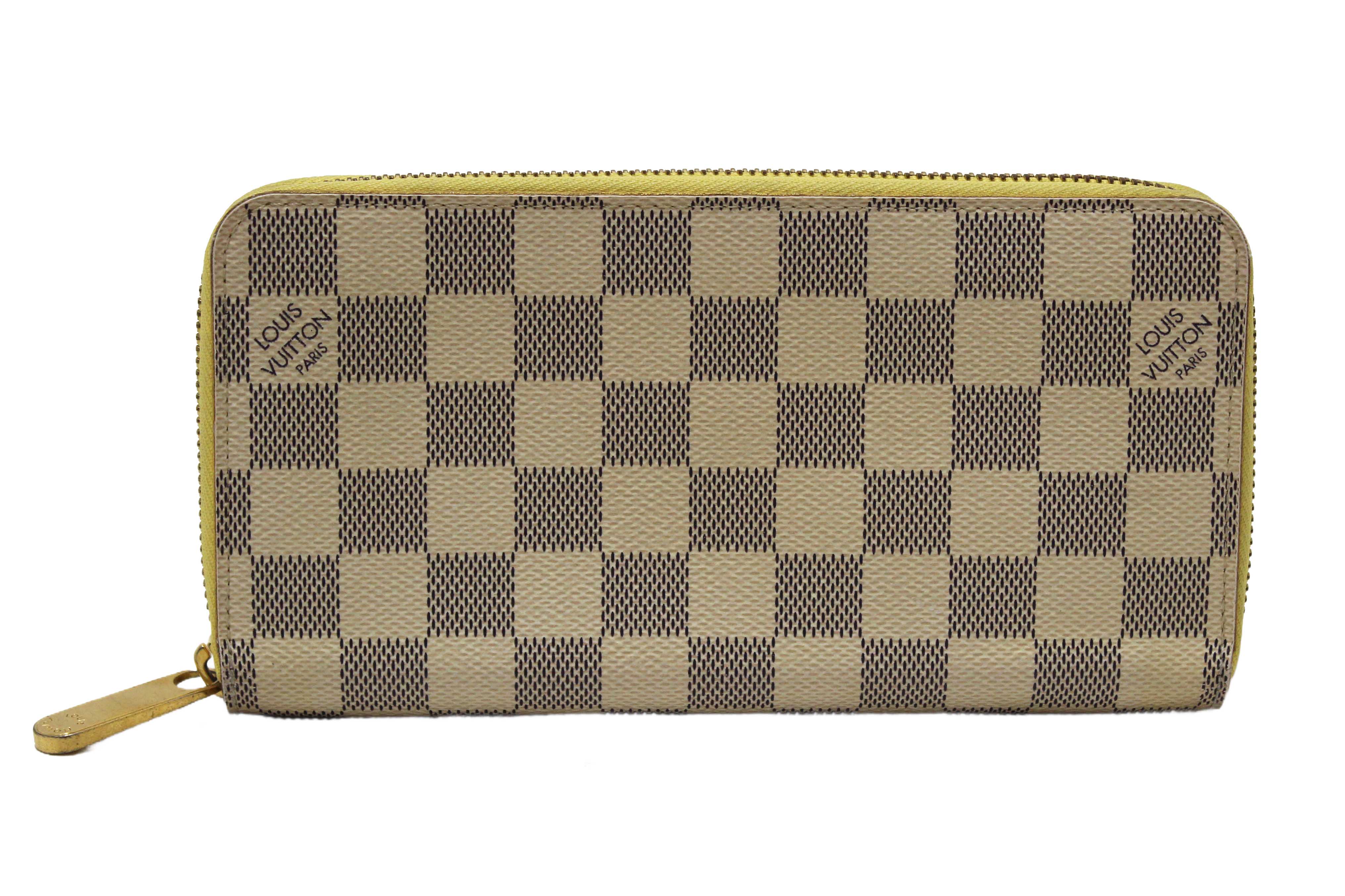 Authentic Louis Vuitton Damier Azur Canvas Zippy with Brown Interior Wallet