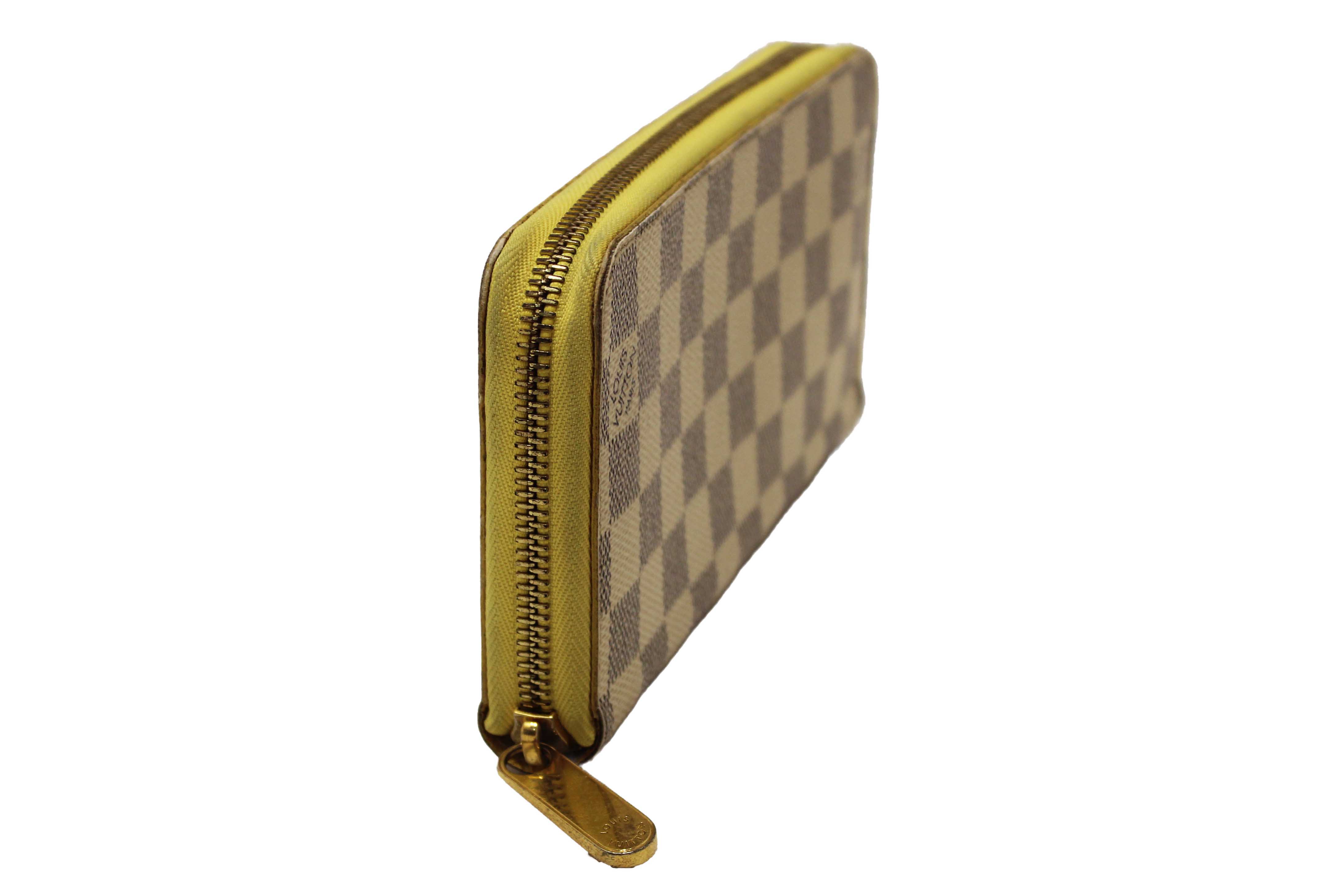 Authentic Louis Vuitton Damier Azur Canvas Zippy with Brown Interior Wallet