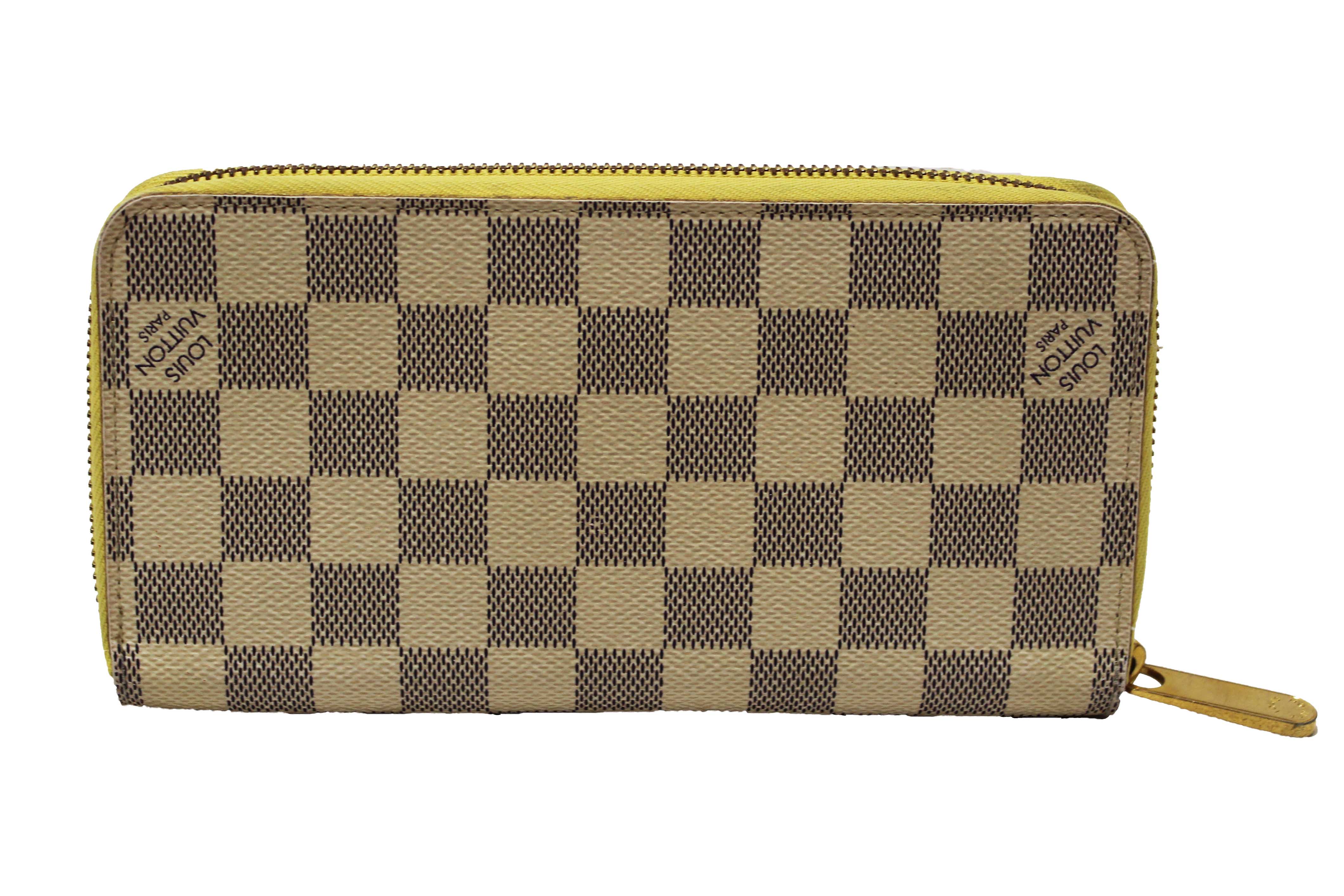 Authentic Louis Vuitton Damier Azur Canvas Zippy with Brown Interior Wallet