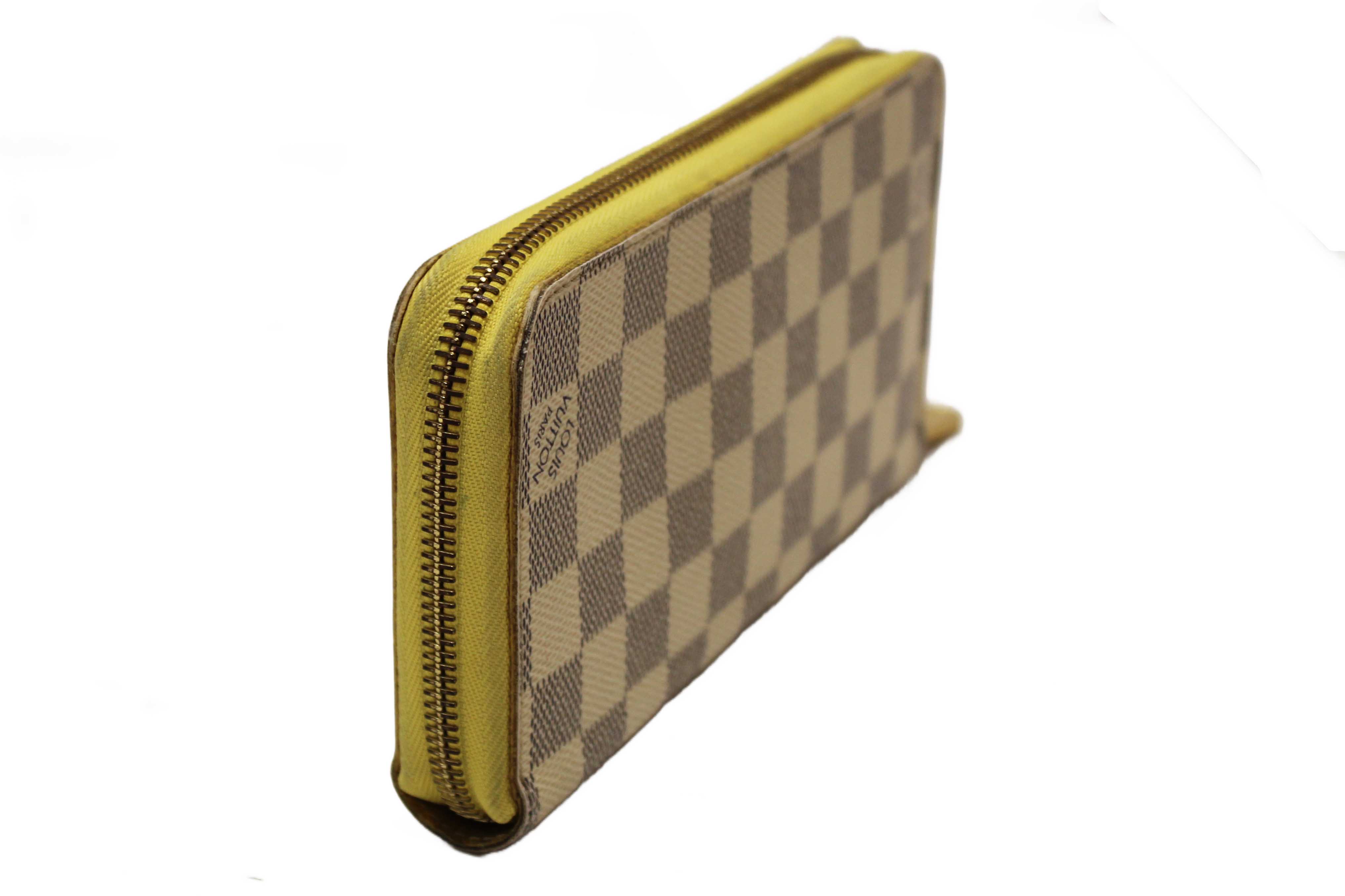 Authentic Louis Vuitton Damier Azur Canvas Zippy with Brown Interior Wallet
