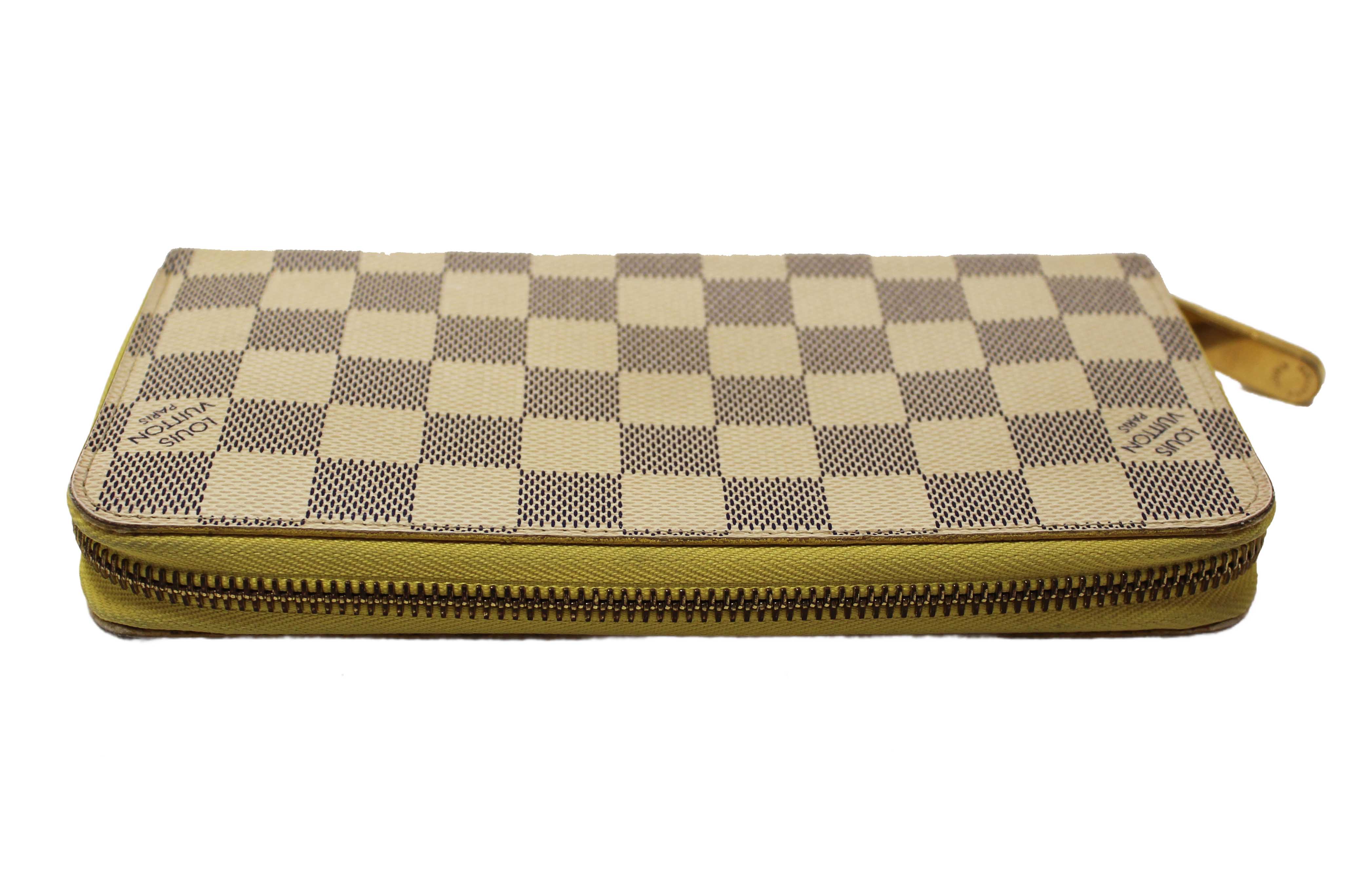 Authentic Louis Vuitton Damier Azur Canvas Zippy with Brown Interior Wallet