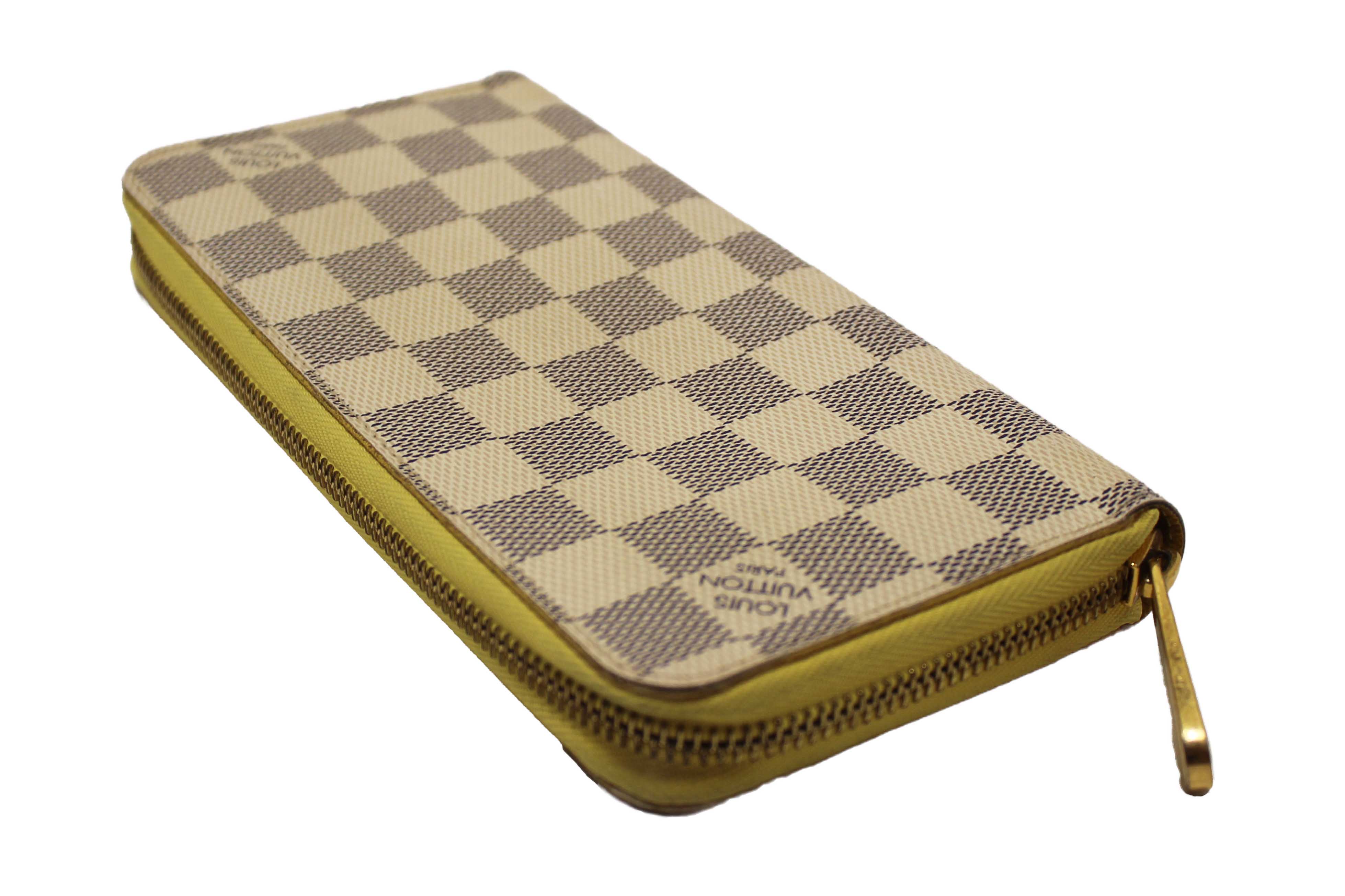 Authentic Louis Vuitton Damier Azur Canvas Zippy with Brown Interior Wallet