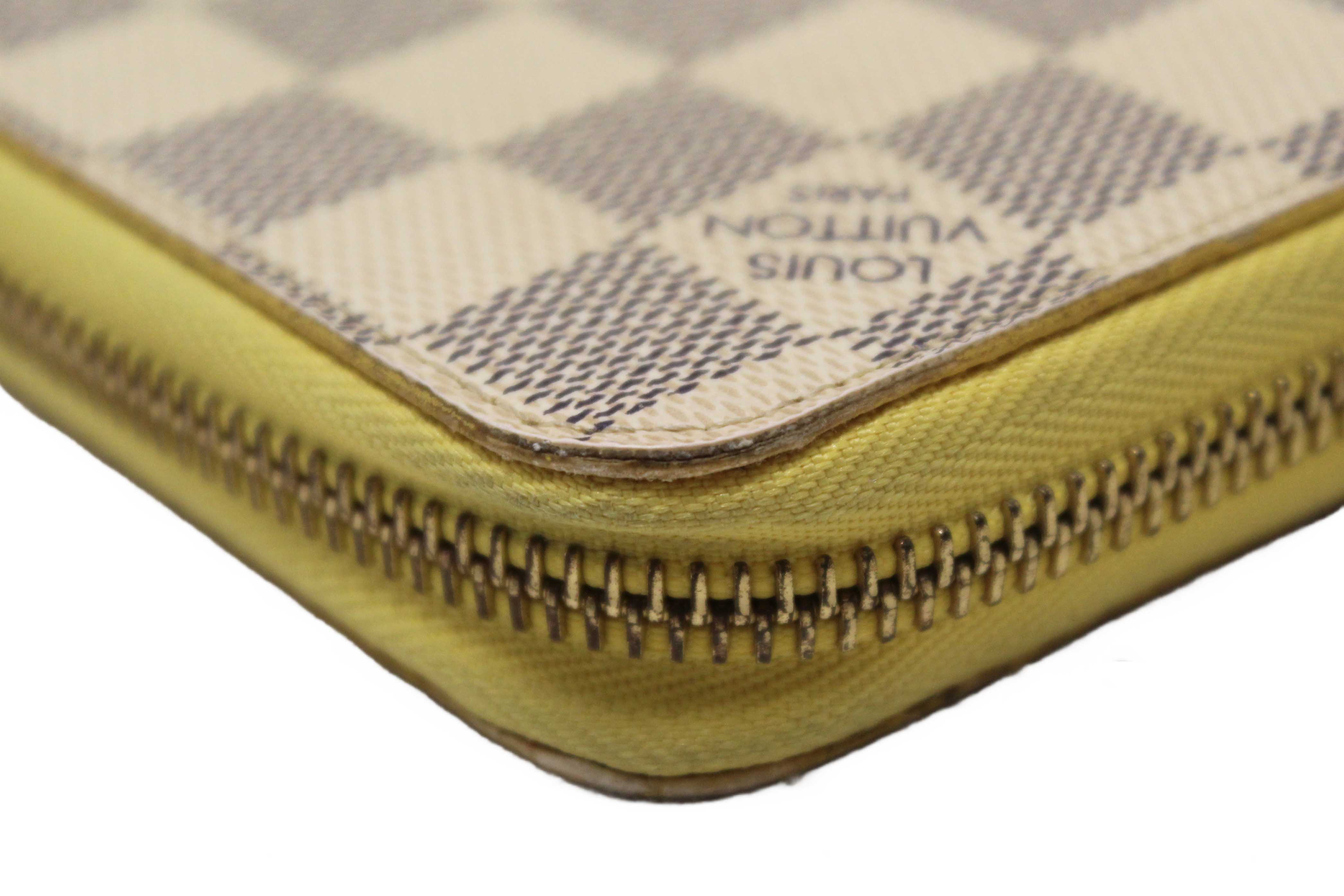 Authentic Louis Vuitton Damier Azur Canvas Zippy with Brown Interior Wallet