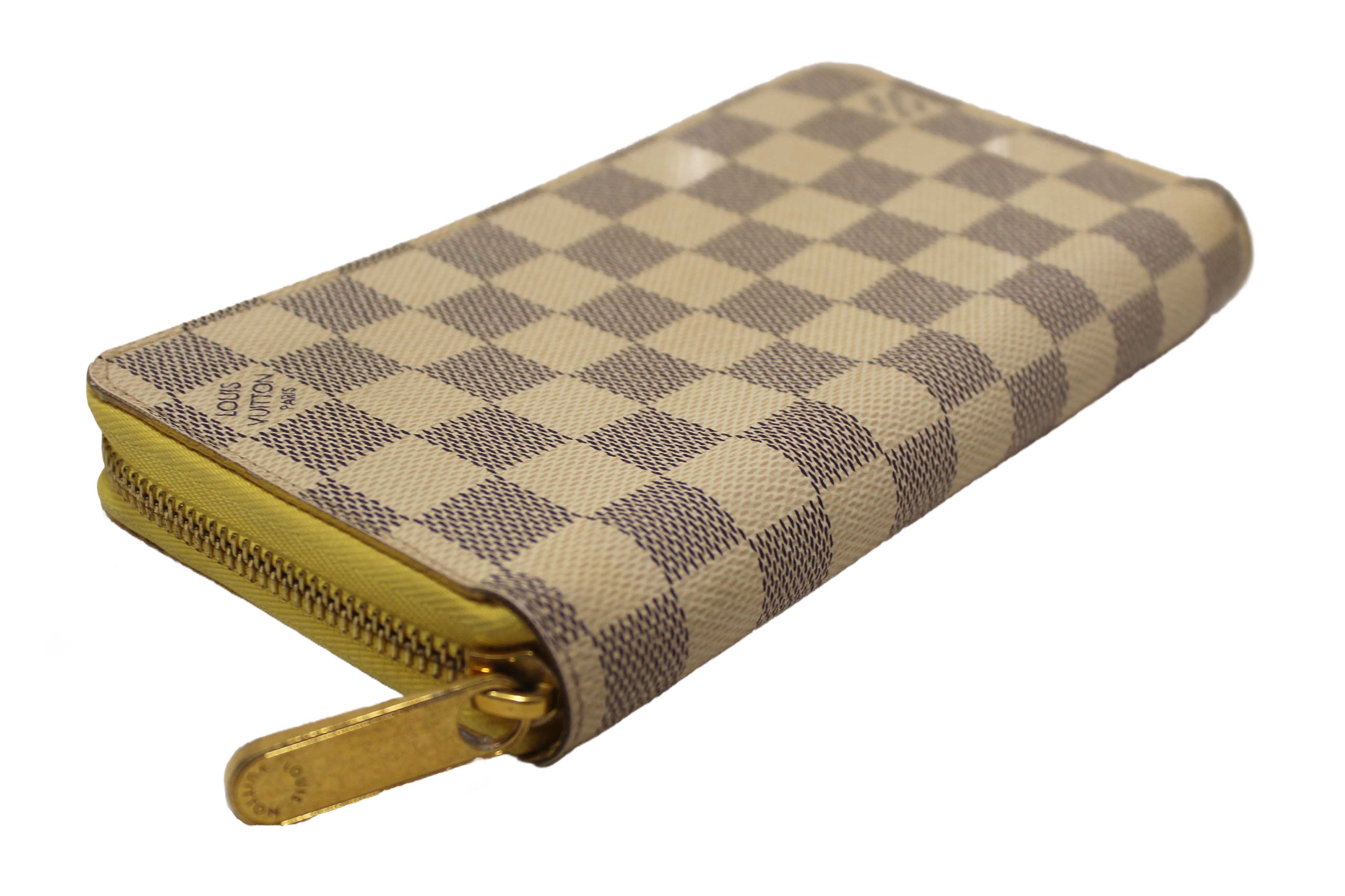 Authentic Louis Vuitton Damier Azur Canvas Zippy with Brown Interior Wallet