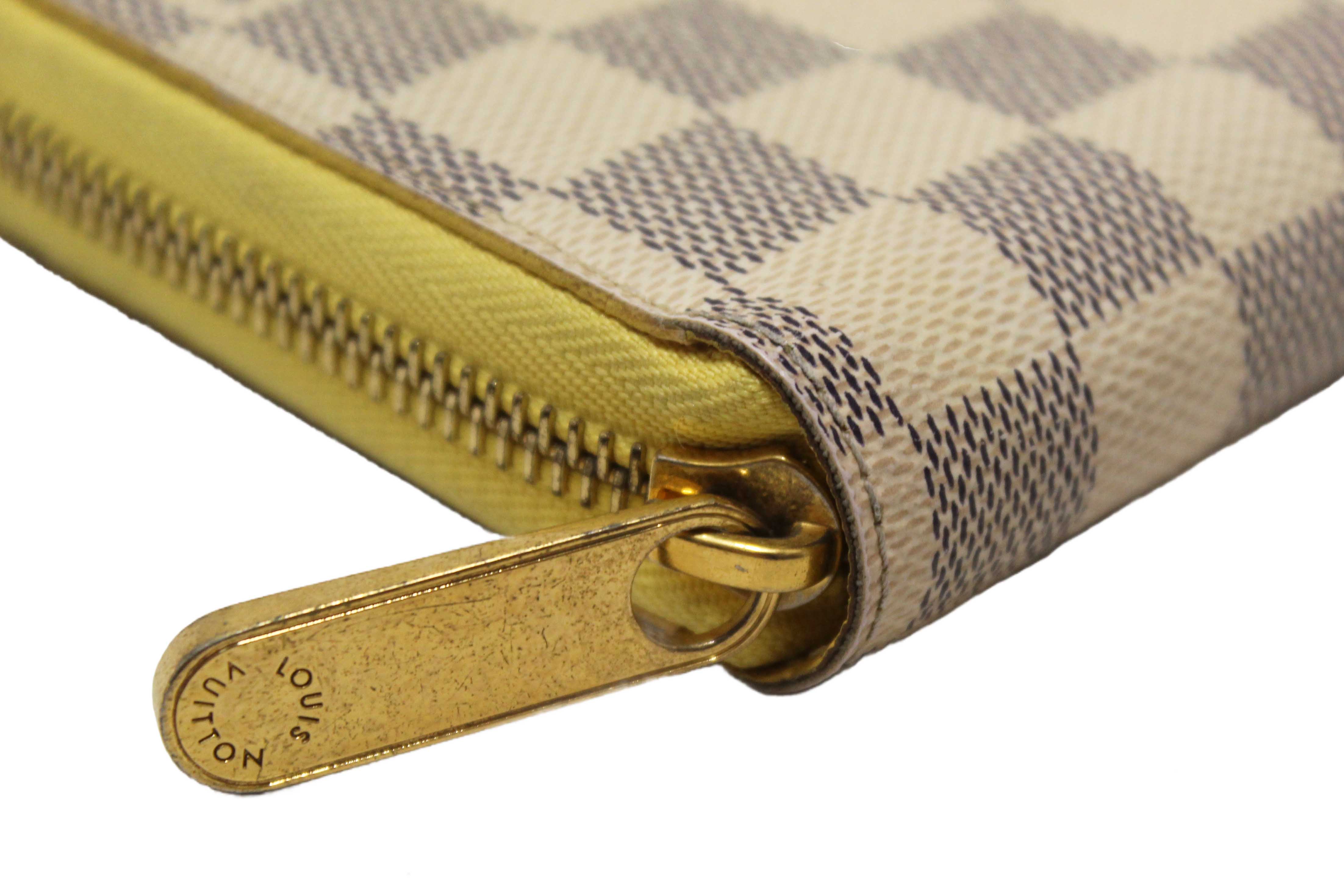 Authentic Louis Vuitton Damier Azur Canvas Zippy with Brown Interior Wallet