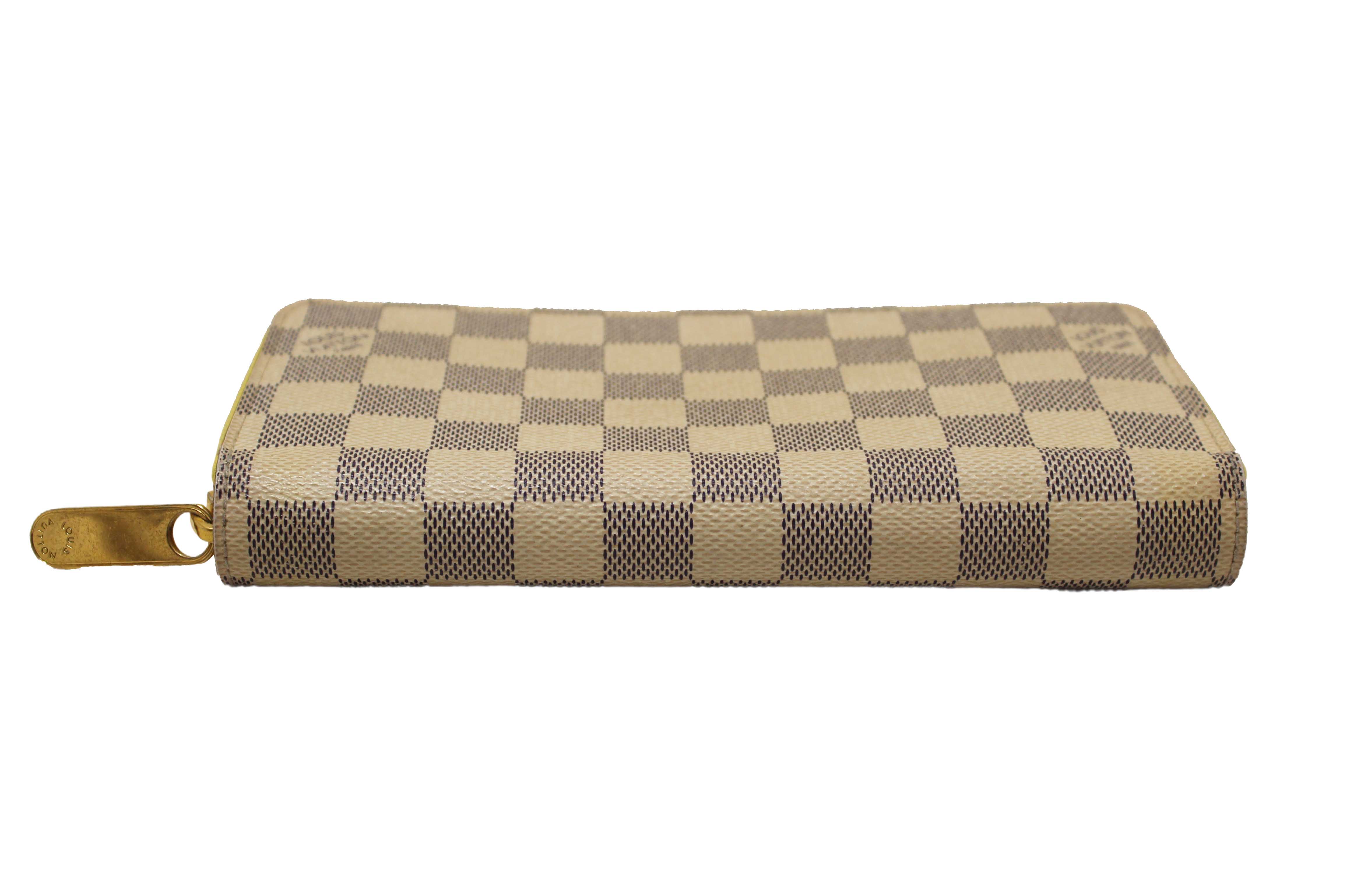 Authentic Louis Vuitton Damier Azur Canvas Zippy with Brown Interior Wallet
