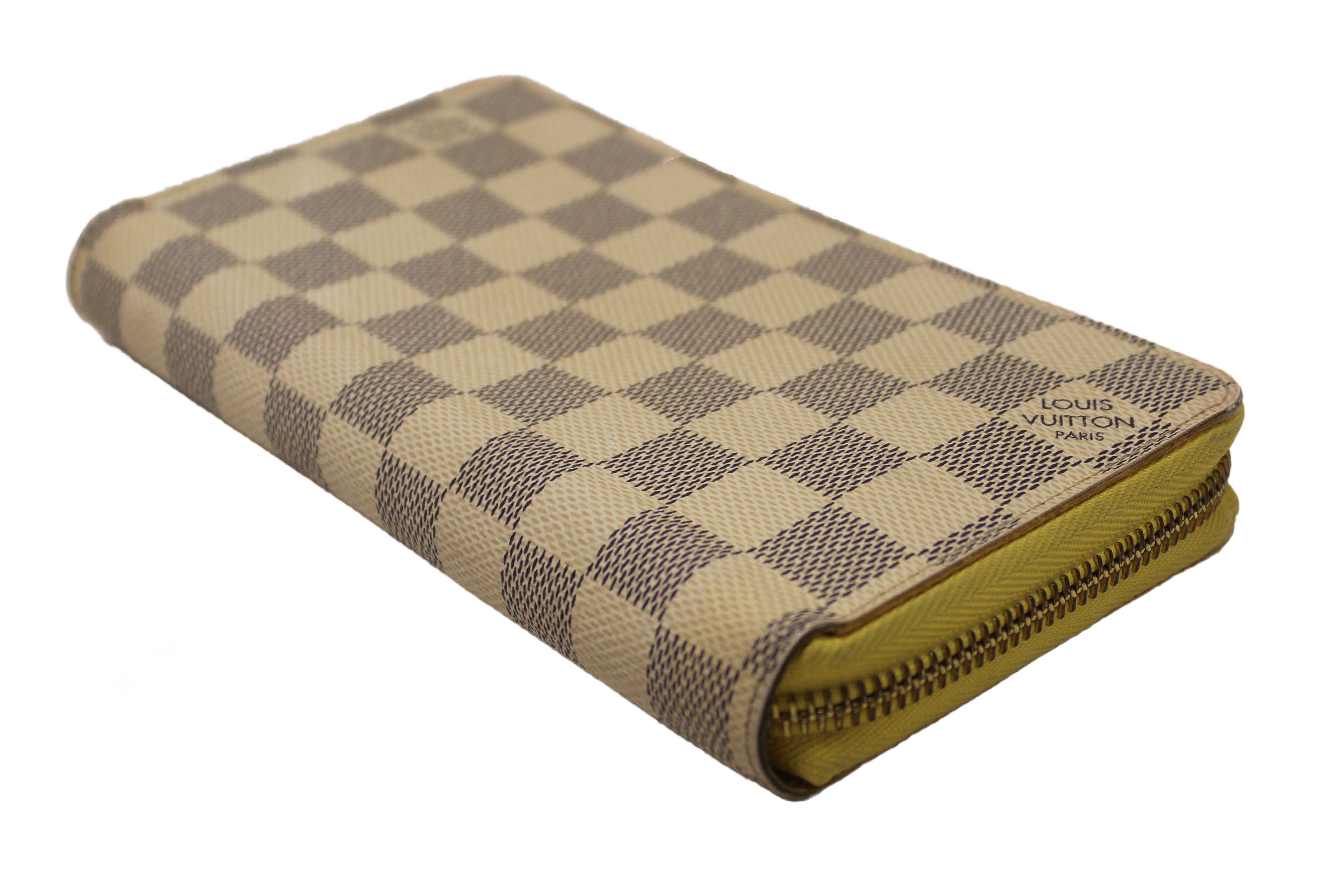 Authentic Louis Vuitton Damier Azur Canvas Zippy with Brown Interior Wallet