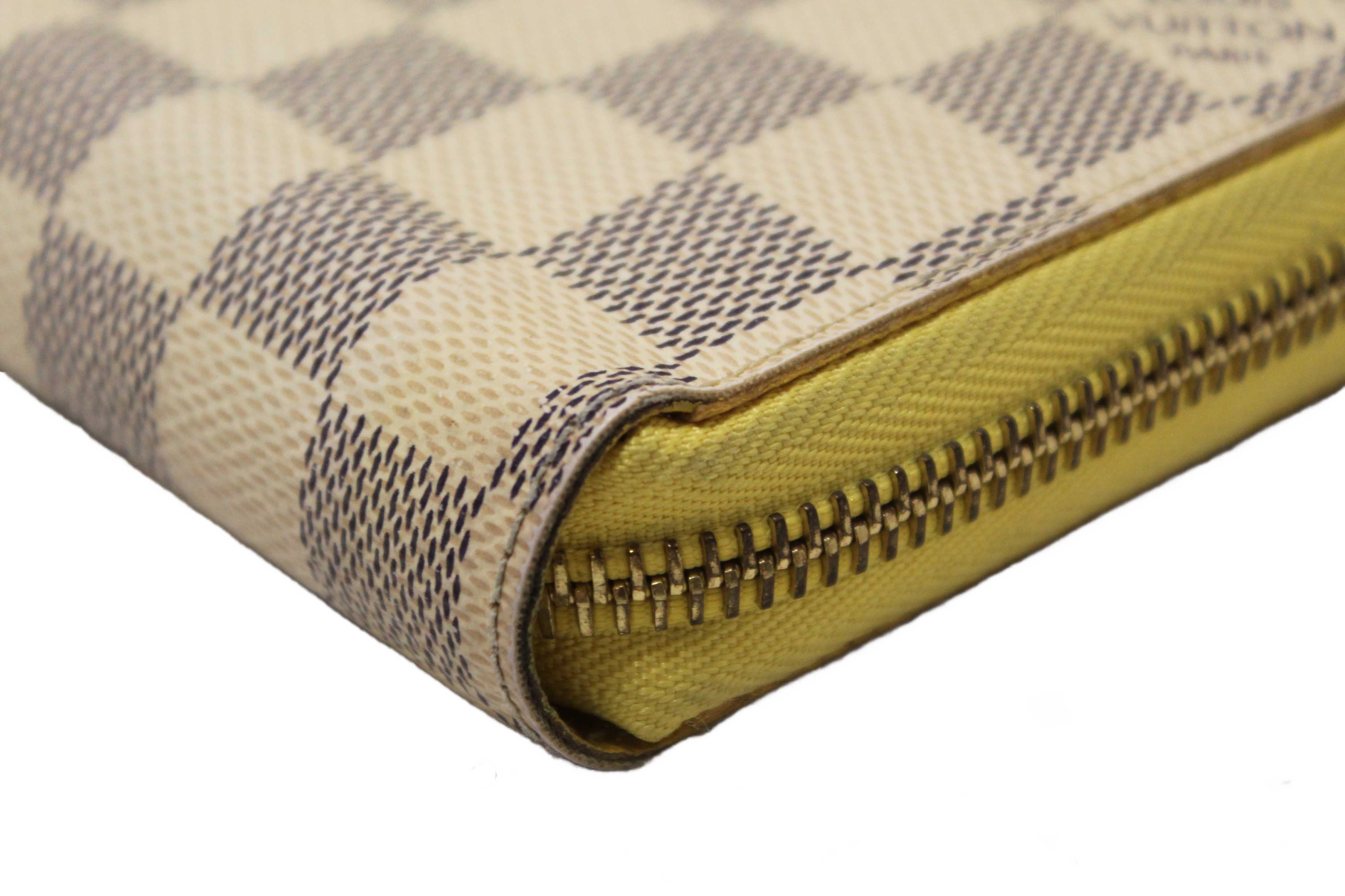 Authentic Louis Vuitton Damier Azur Canvas Zippy with Brown Interior Wallet
