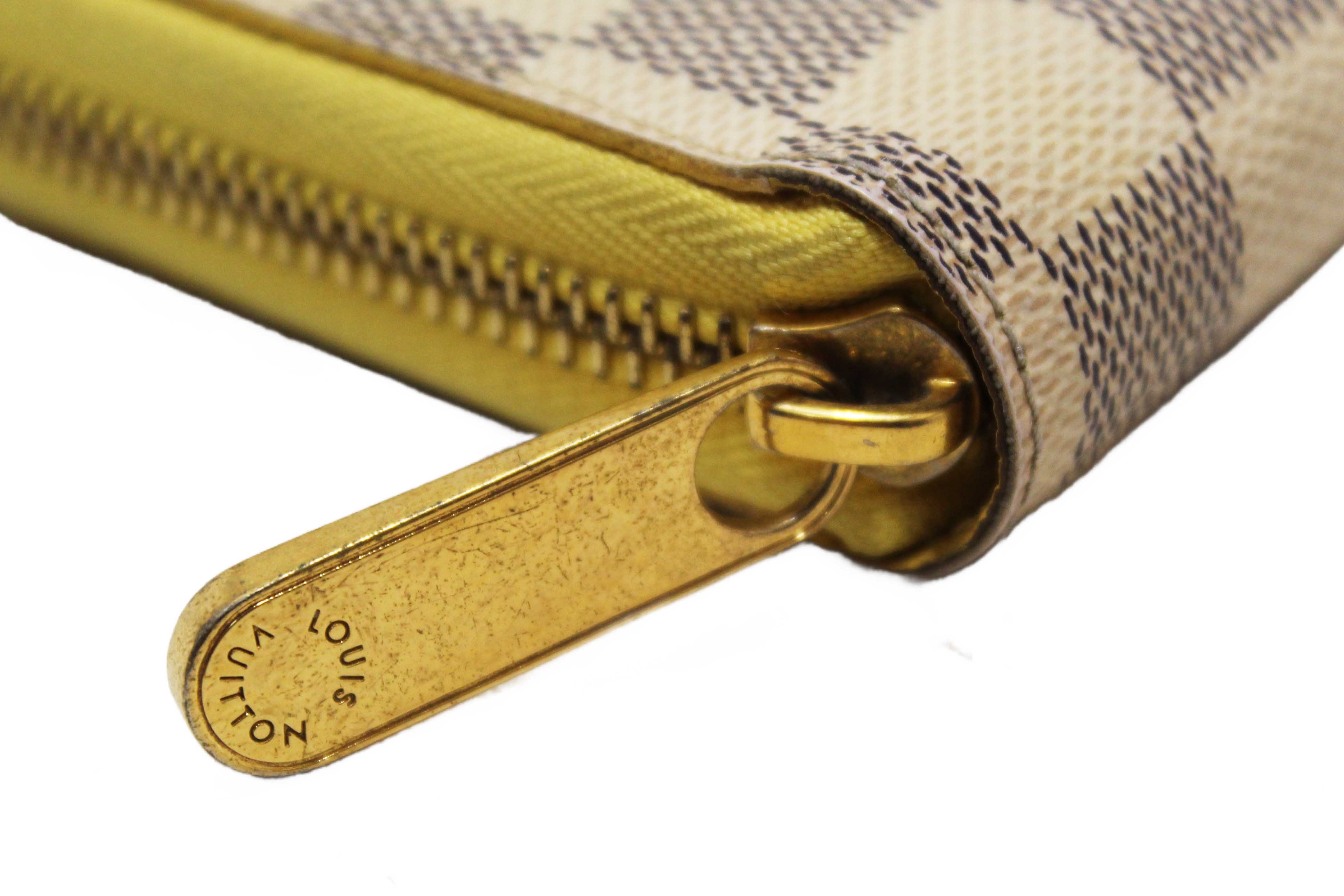 Authentic Louis Vuitton Damier Azur Canvas Zippy with Brown Interior Wallet