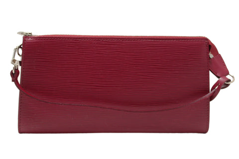 Authentic Louis Vuitton Fuchsia Epi Leather Pochette Clutch Bag