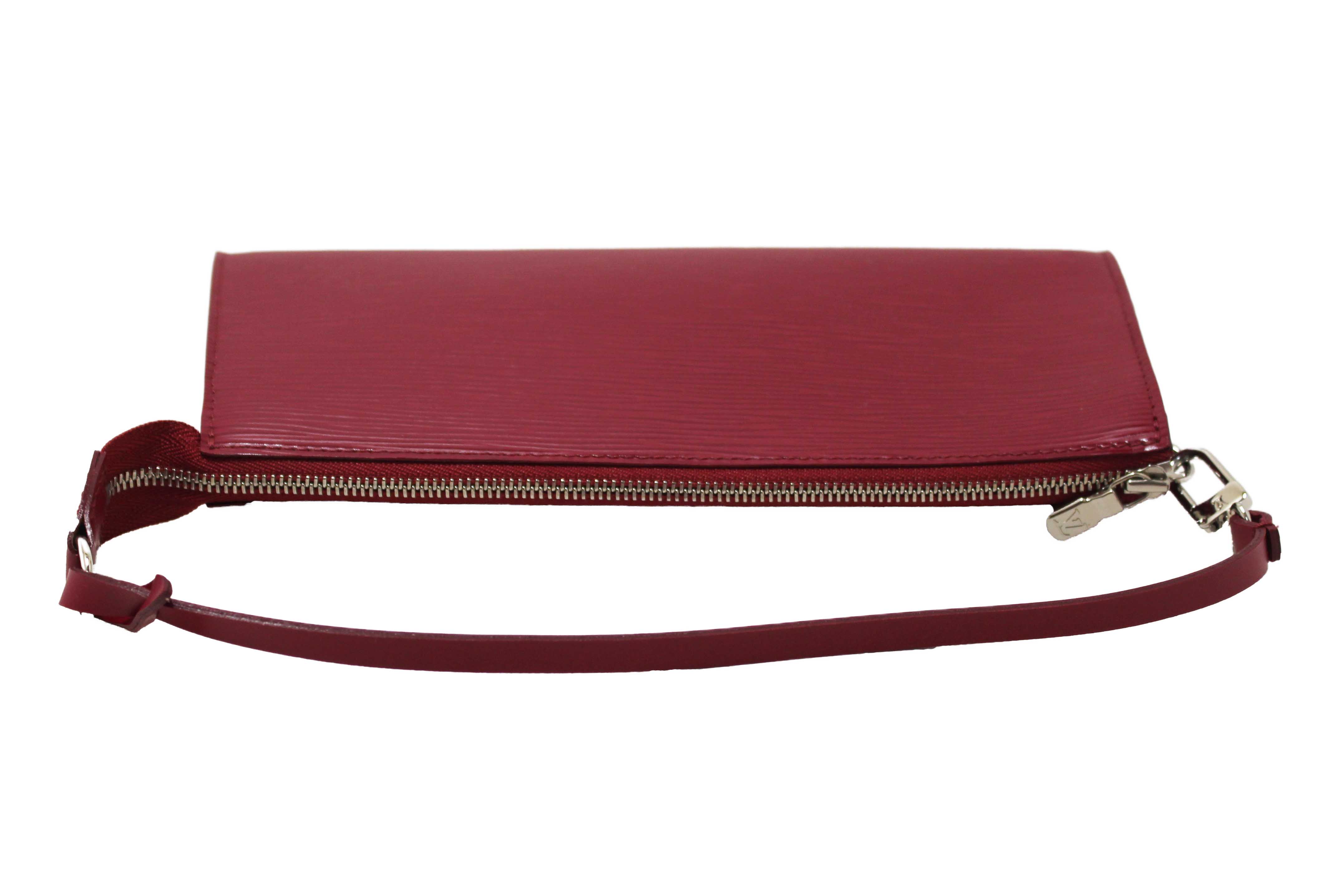 Authentic Louis Vuitton Fuchsia Epi Leather Pochette Clutch Bag