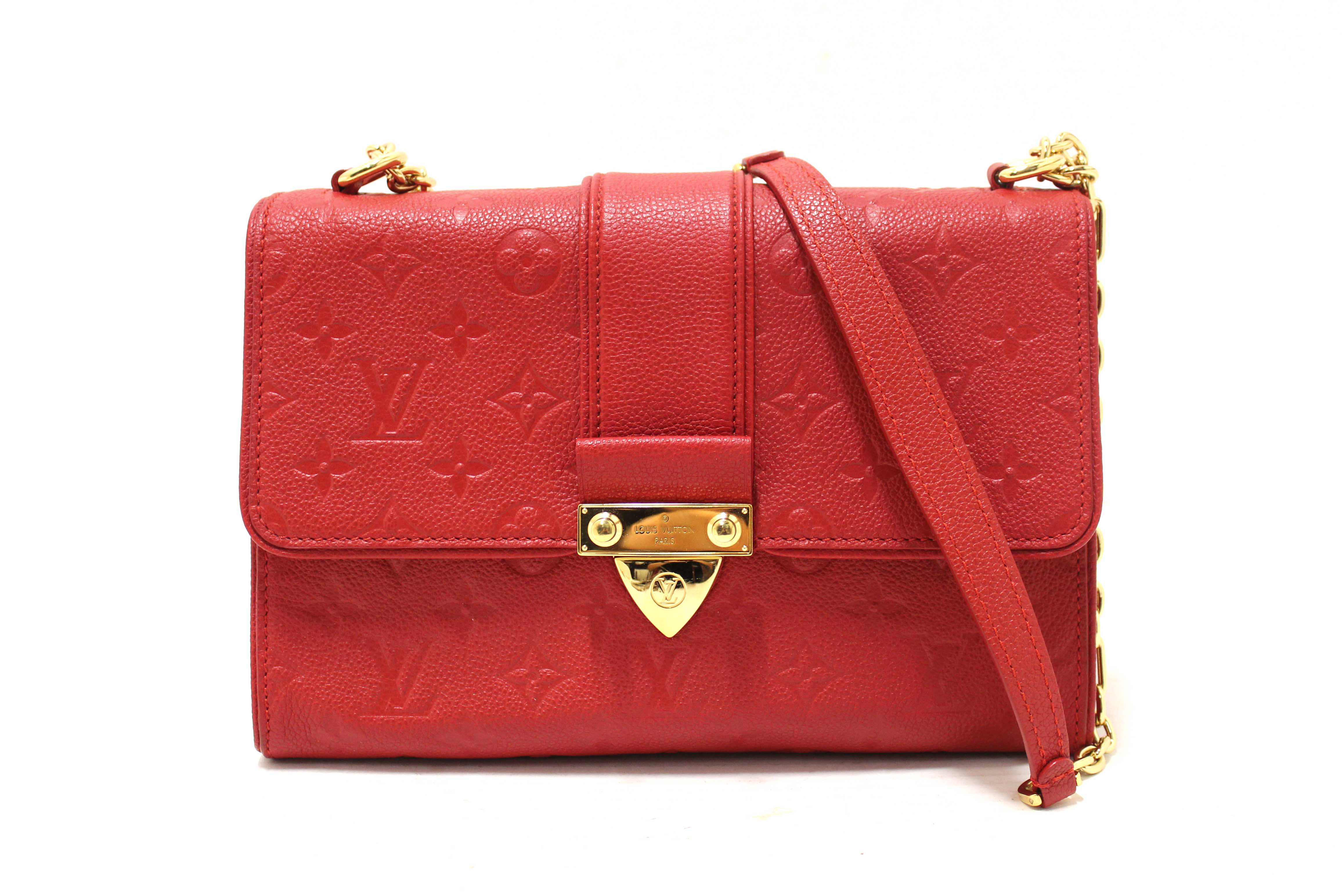 Authentic Louis Vuitton Red Monogram Empreinte Leather Saint Sulpice PM Bag