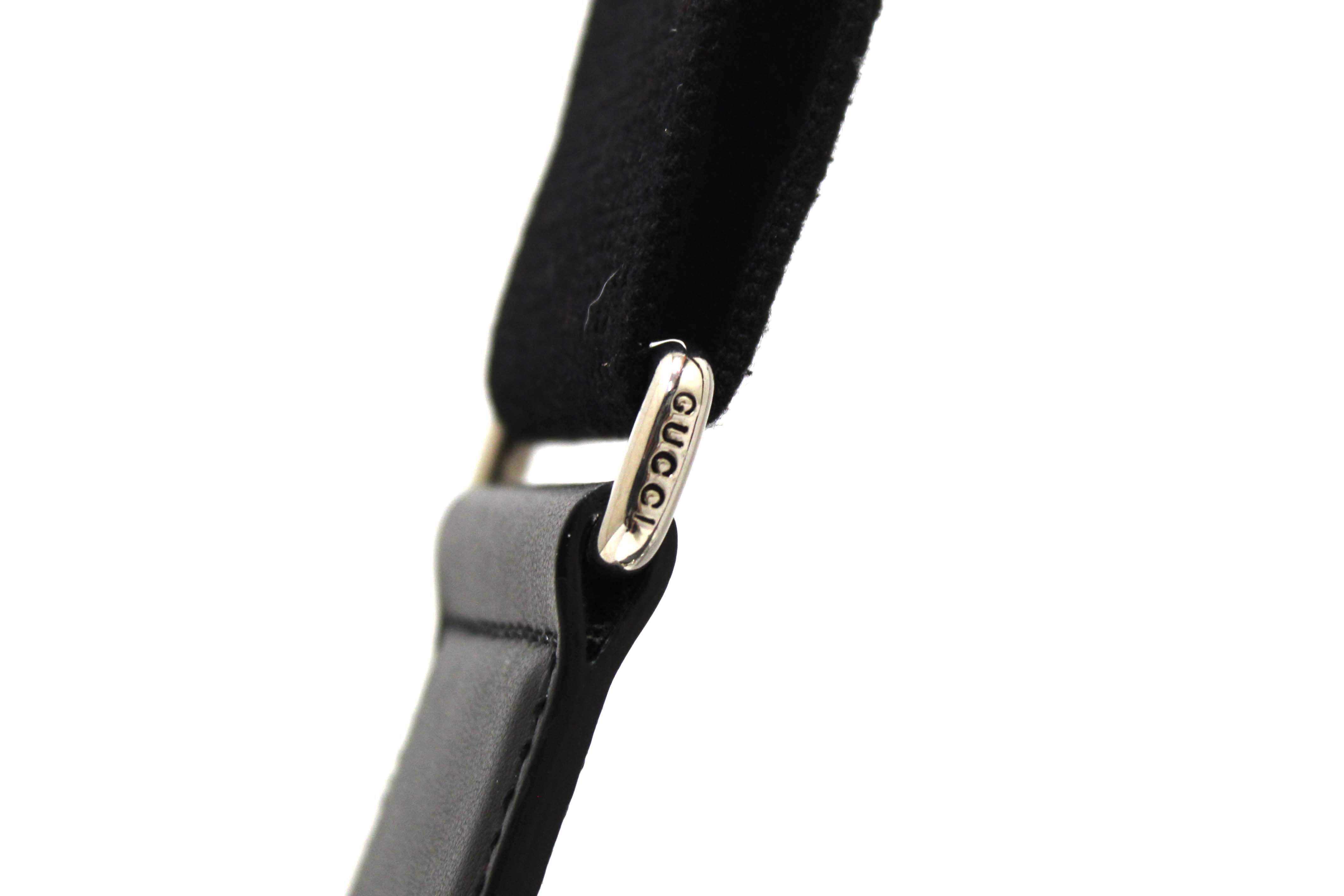 Authentic Gucci Black Perforated Embossed GG Leather Medium Crossbody Bag