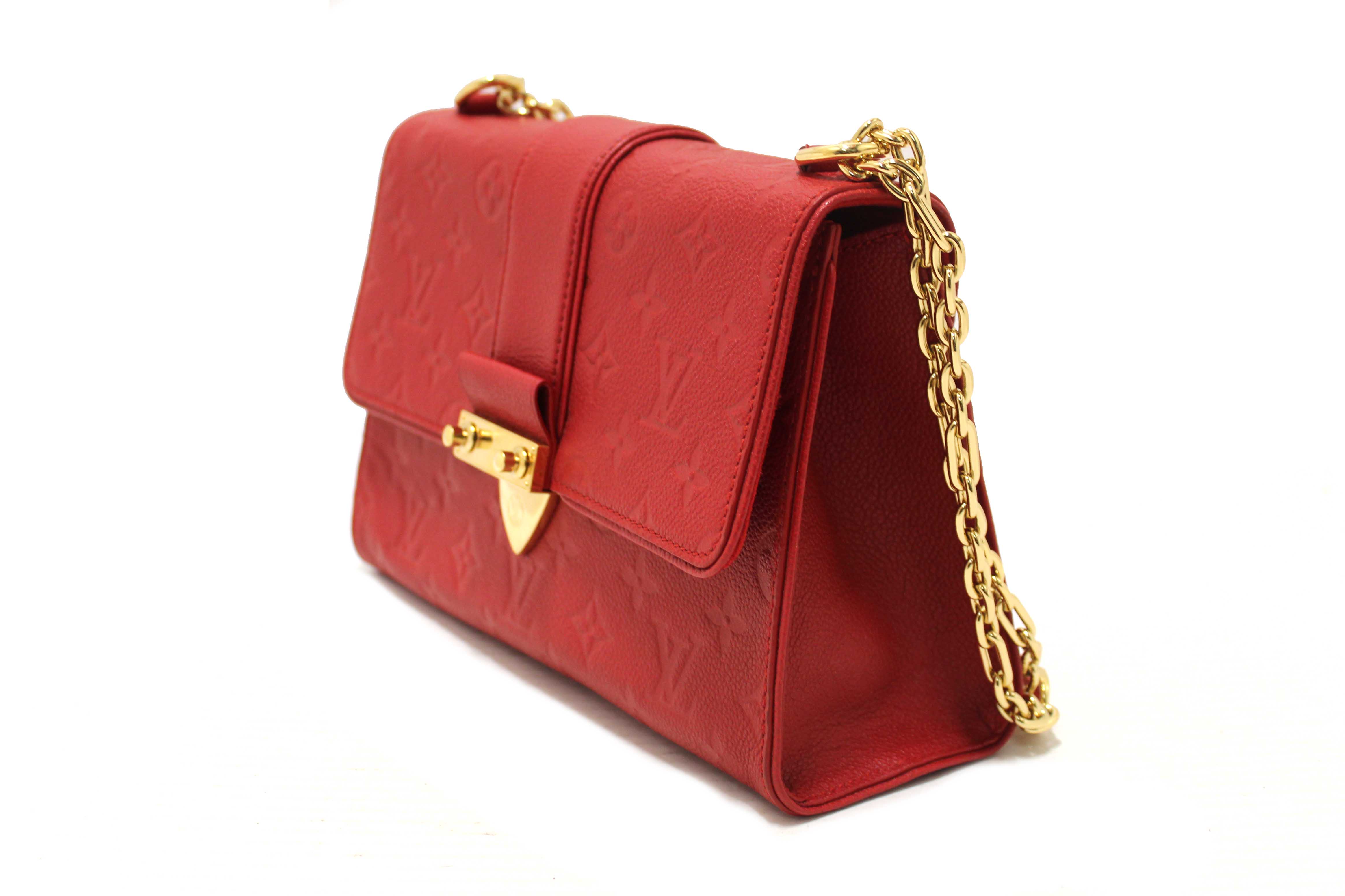 Authentic Louis Vuitton Red Monogram Empreinte Leather Saint Sulpice PM Bag