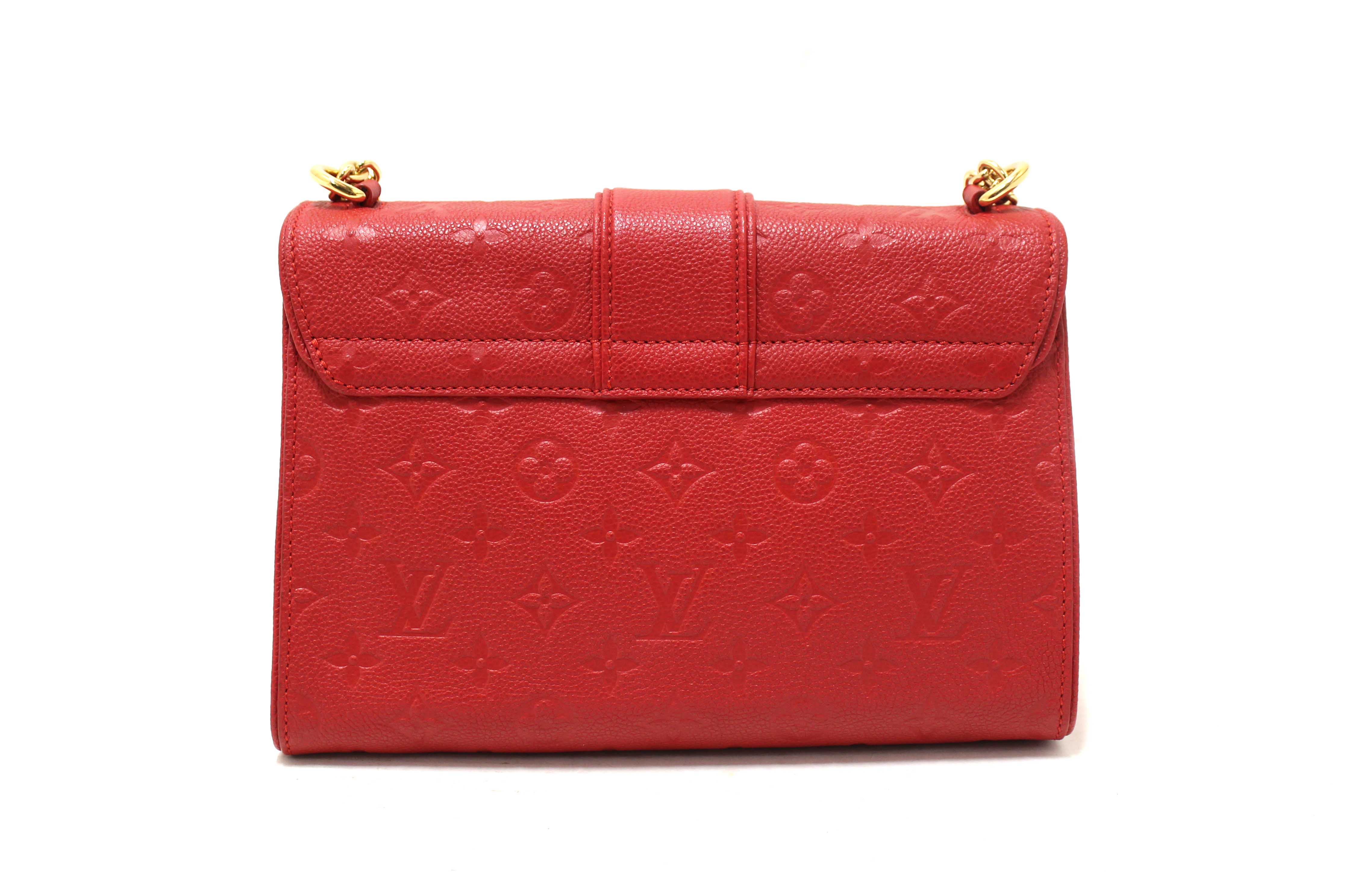 Authentic Louis Vuitton Red Monogram Empreinte Leather Saint Sulpice PM Bag