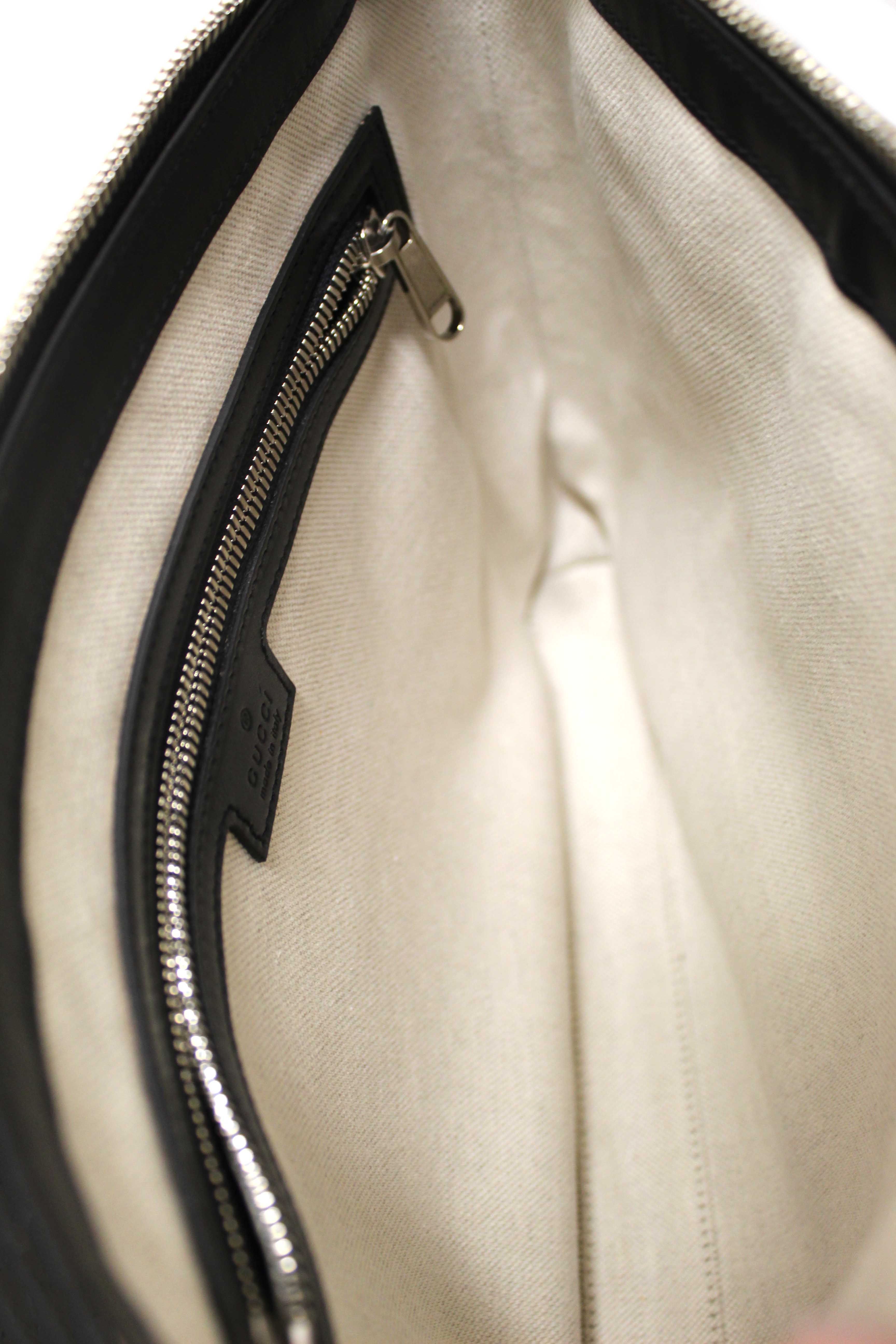 Authentic Gucci Black Perforated Embossed GG Leather Medium Crossbody Bag