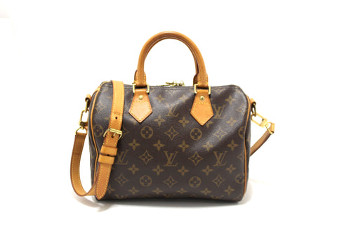 Authentic Louis Vuitton Classic Monogram Speedy 25 Bandouliere Bag