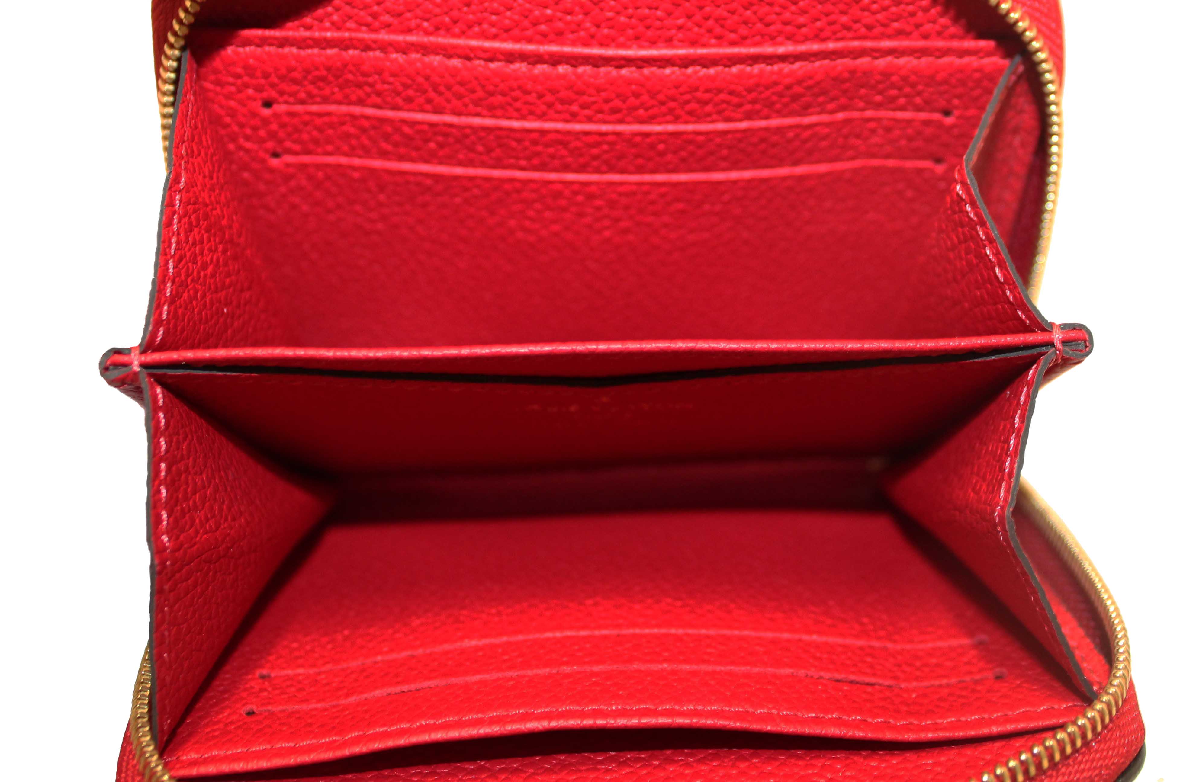 Authentic Louis Vuitton Red Monogram Empreinte Leather Zippy Coin Purse