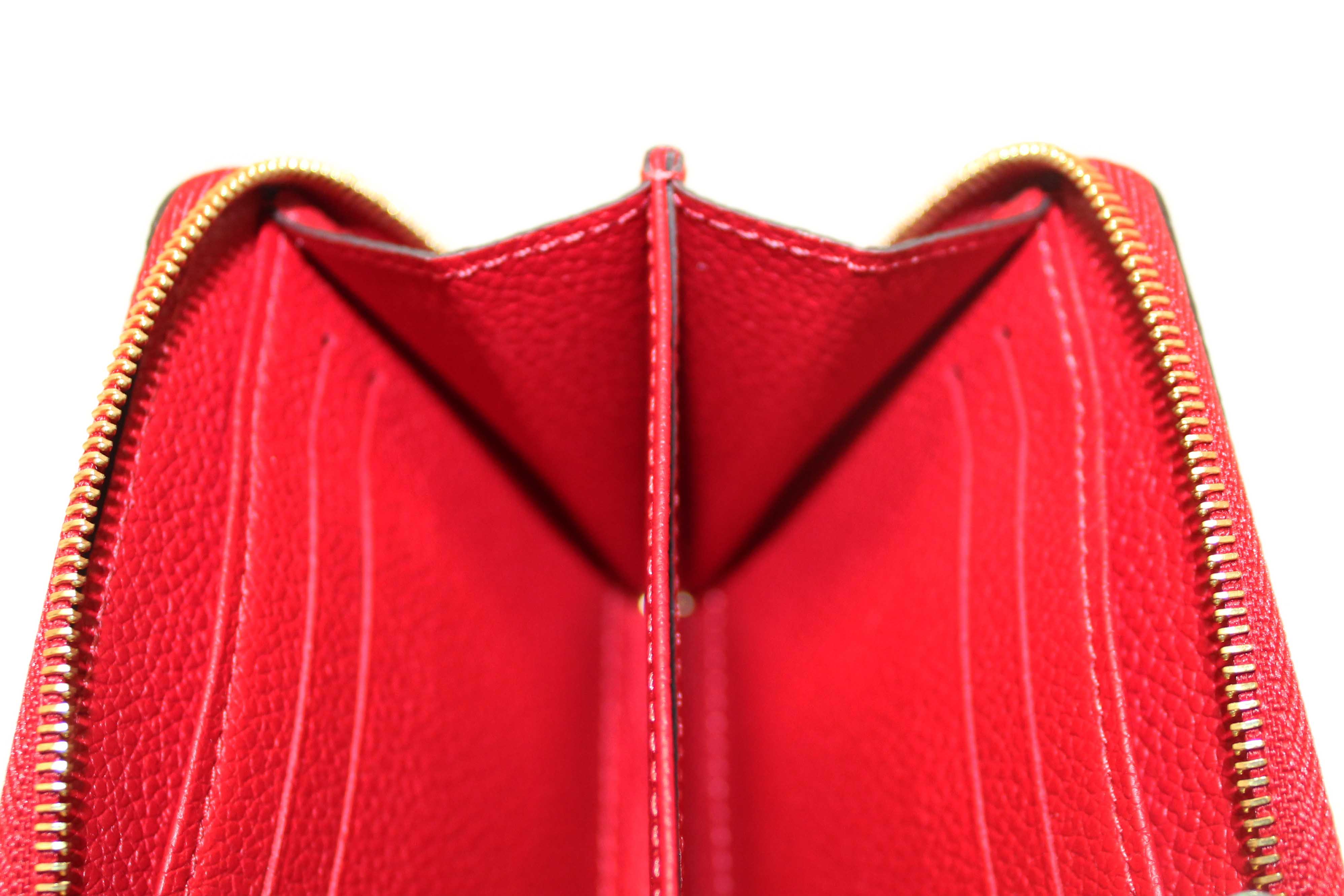 Authentic Louis Vuitton Red Monogram Empreinte Leather Zippy Coin Purse